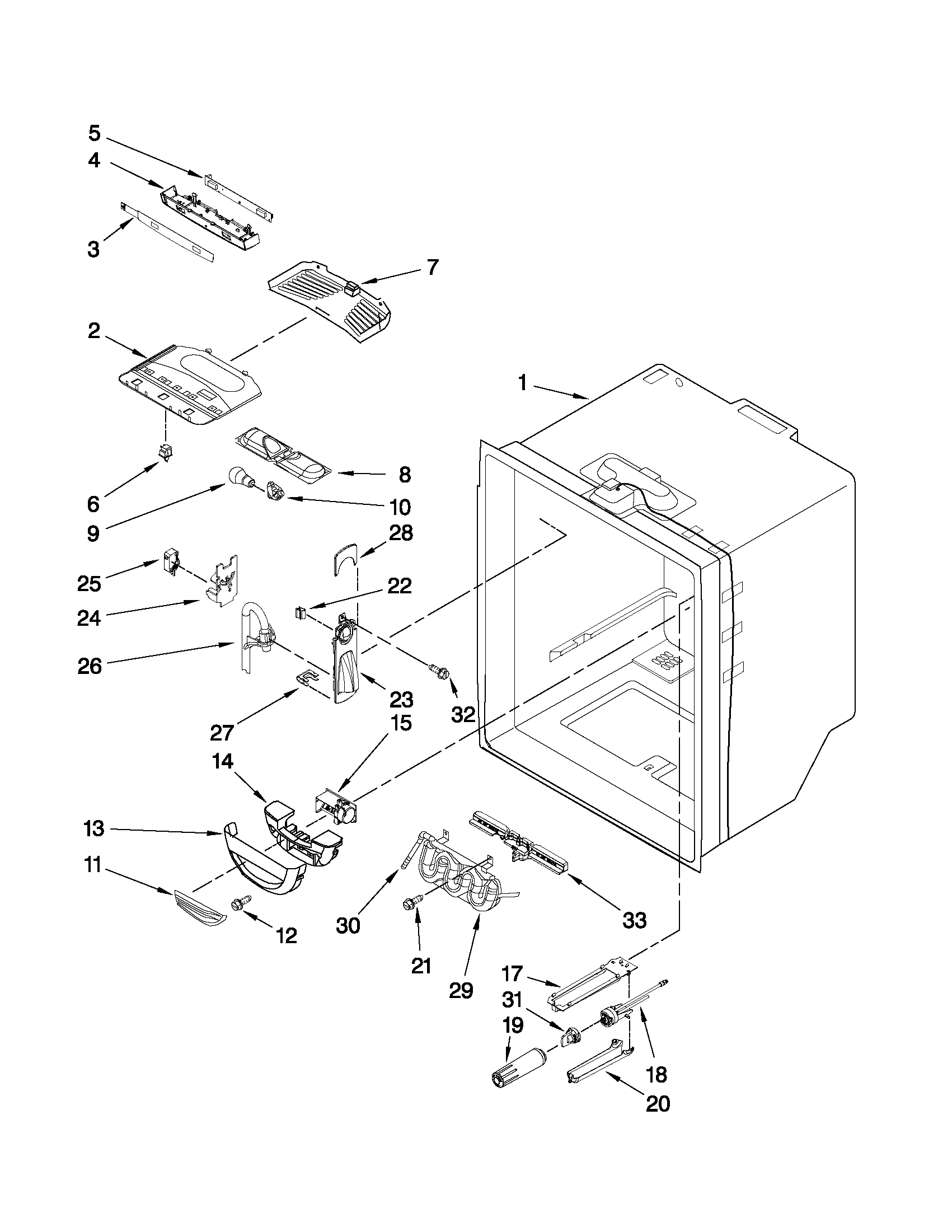 Maytag MFD2562VEW3 refrigerator liner parts diagram