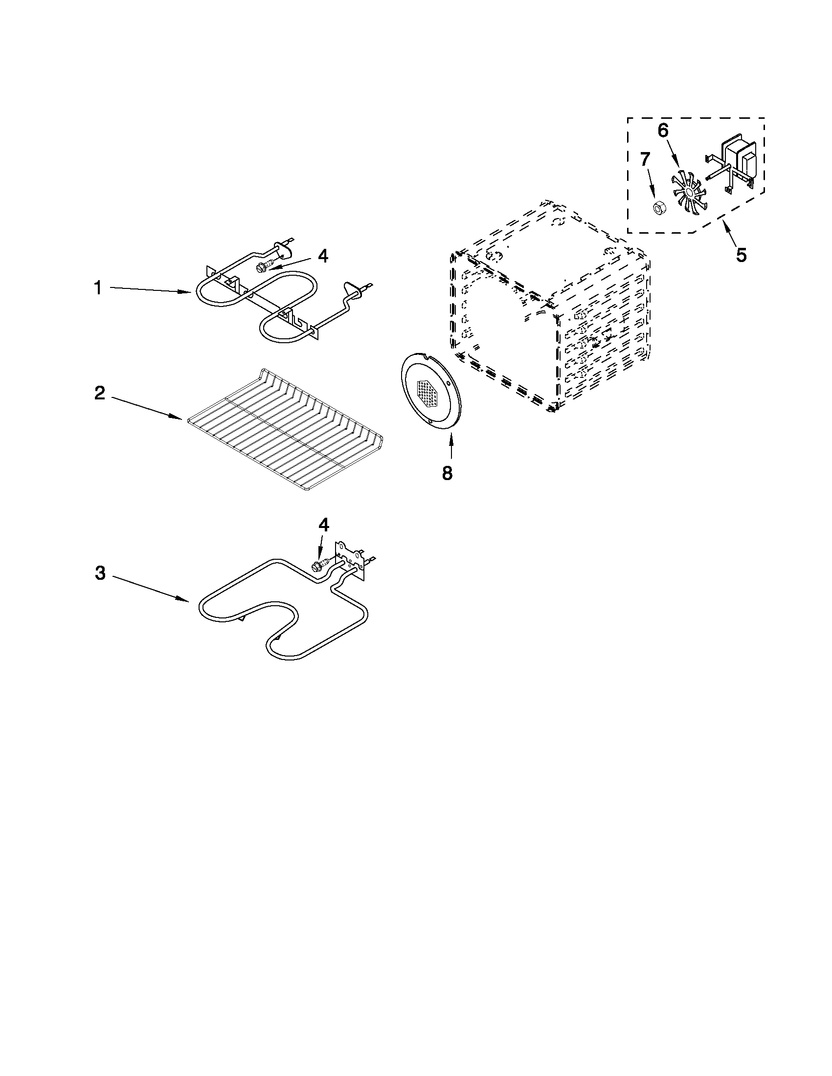 Whirlpool RBD277PVB02 internal oven parts diagram