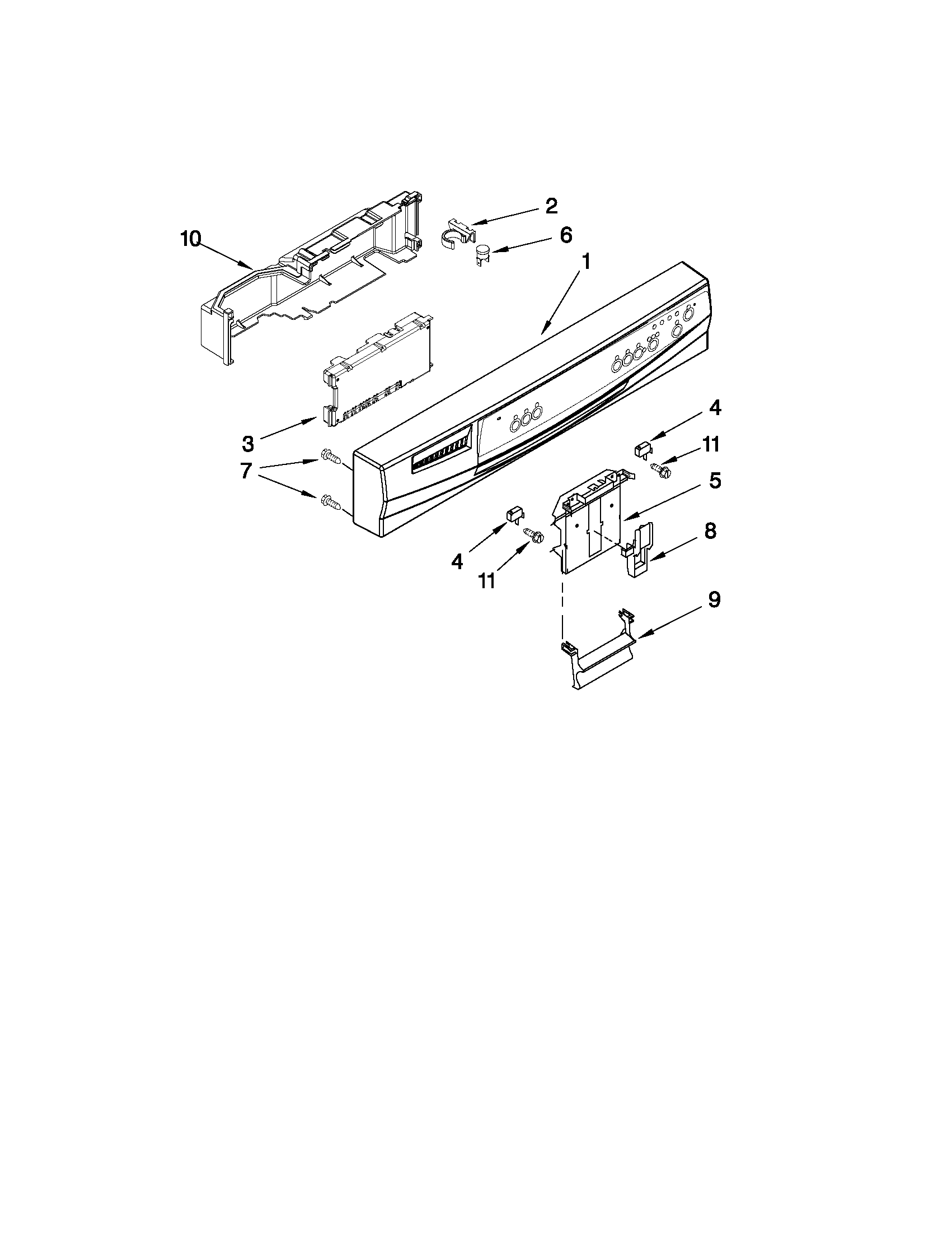 Whirlpool GU3000XTXQ1 control panel and latch parts diagram