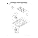 Whirlpool W5CG3024XS00 cooktop, burner and grate parts diagram