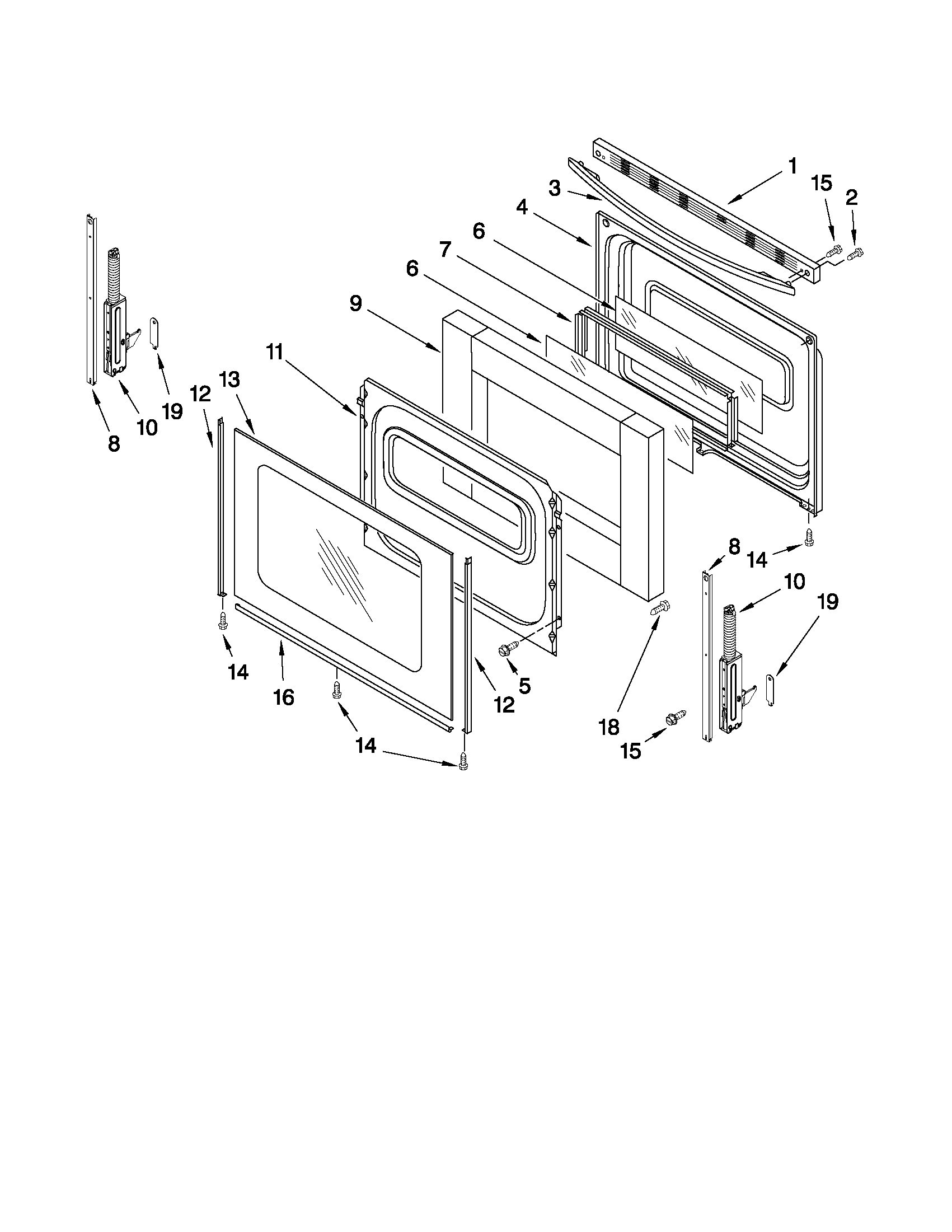Whirlpool GFG471LVB2 door parts diagram