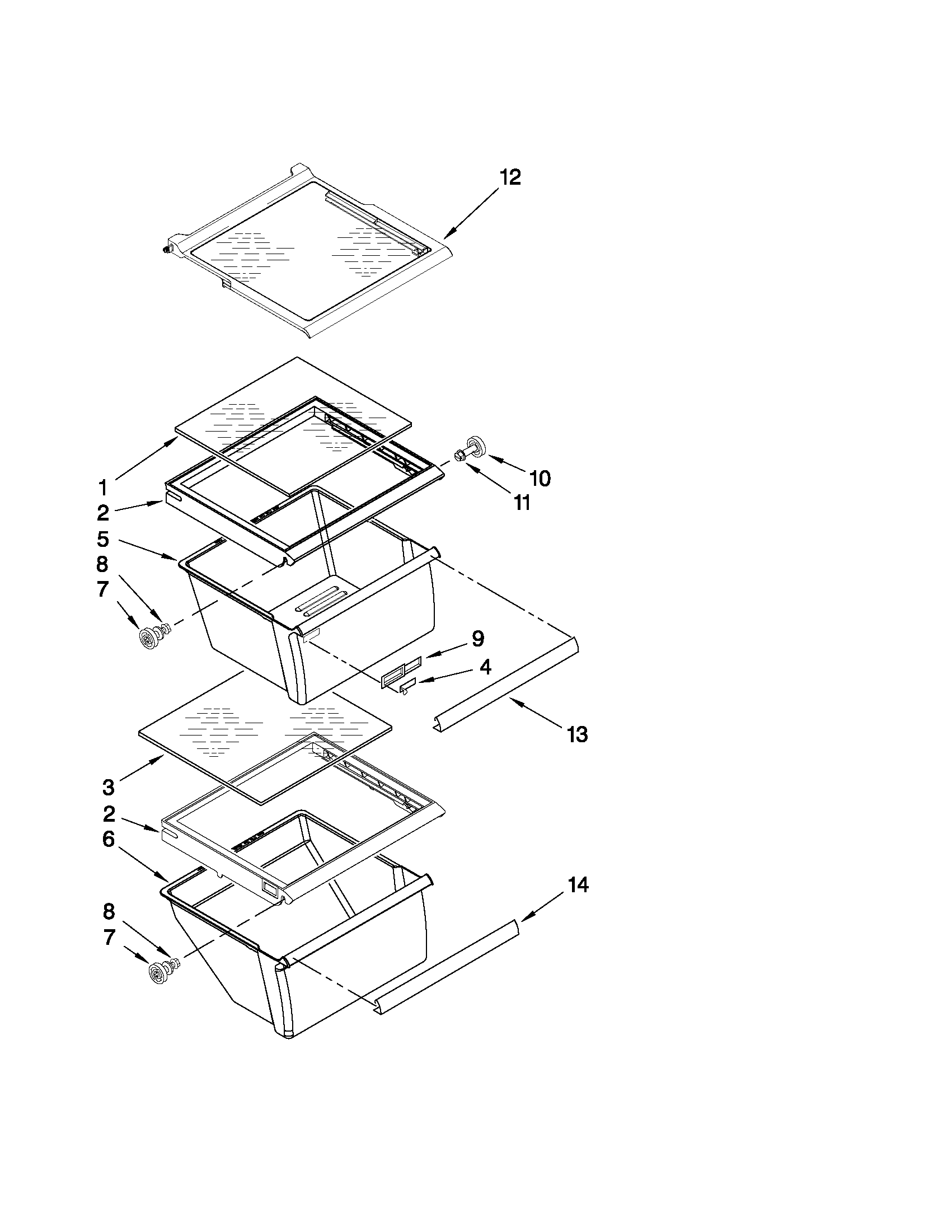 Crosley CS22CFXTB02 refrigerator shelf parts diagram