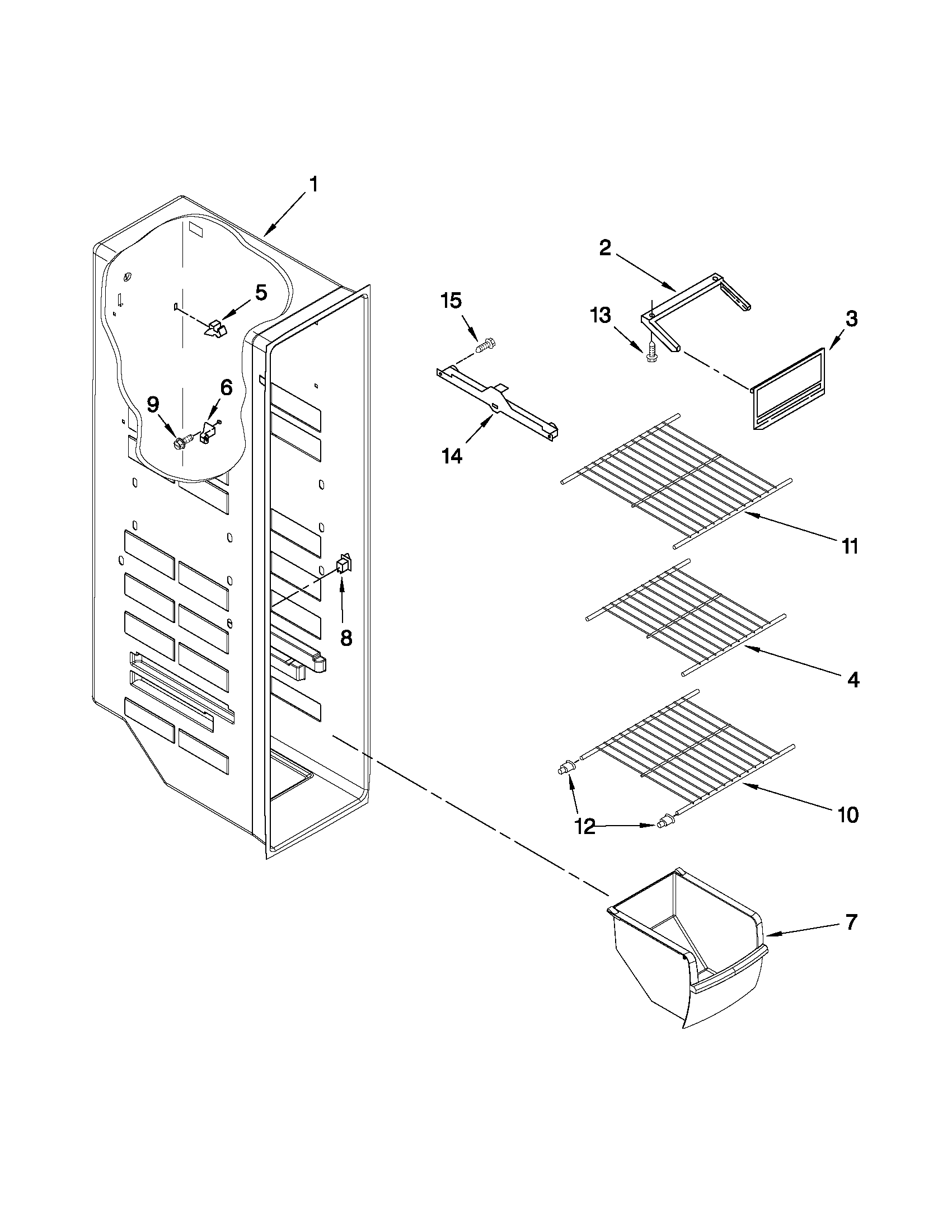 Crosley CS22CFXTB02 freezer liner parts diagram