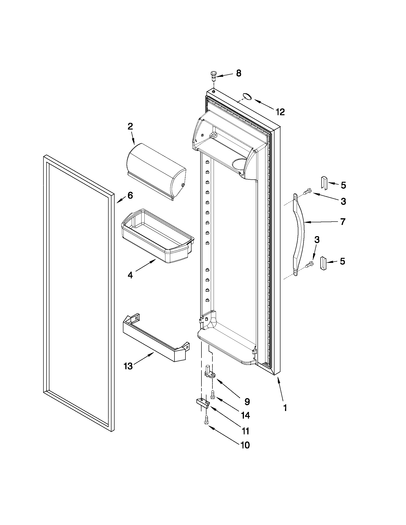Crosley CS22CFXTB02 refrigerator door parts diagram