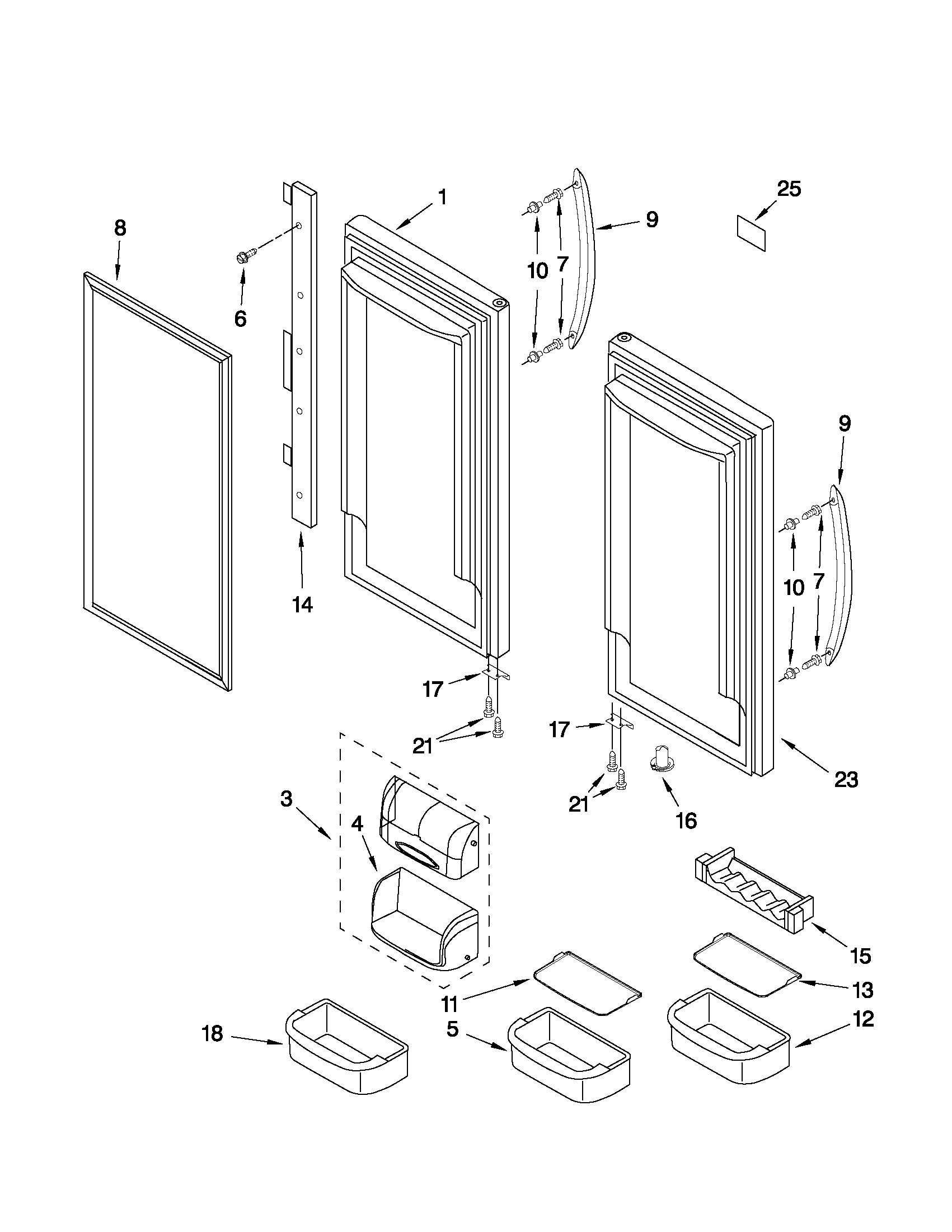 KitchenAid KBFS20EVWH3 refrigerator door parts diagram