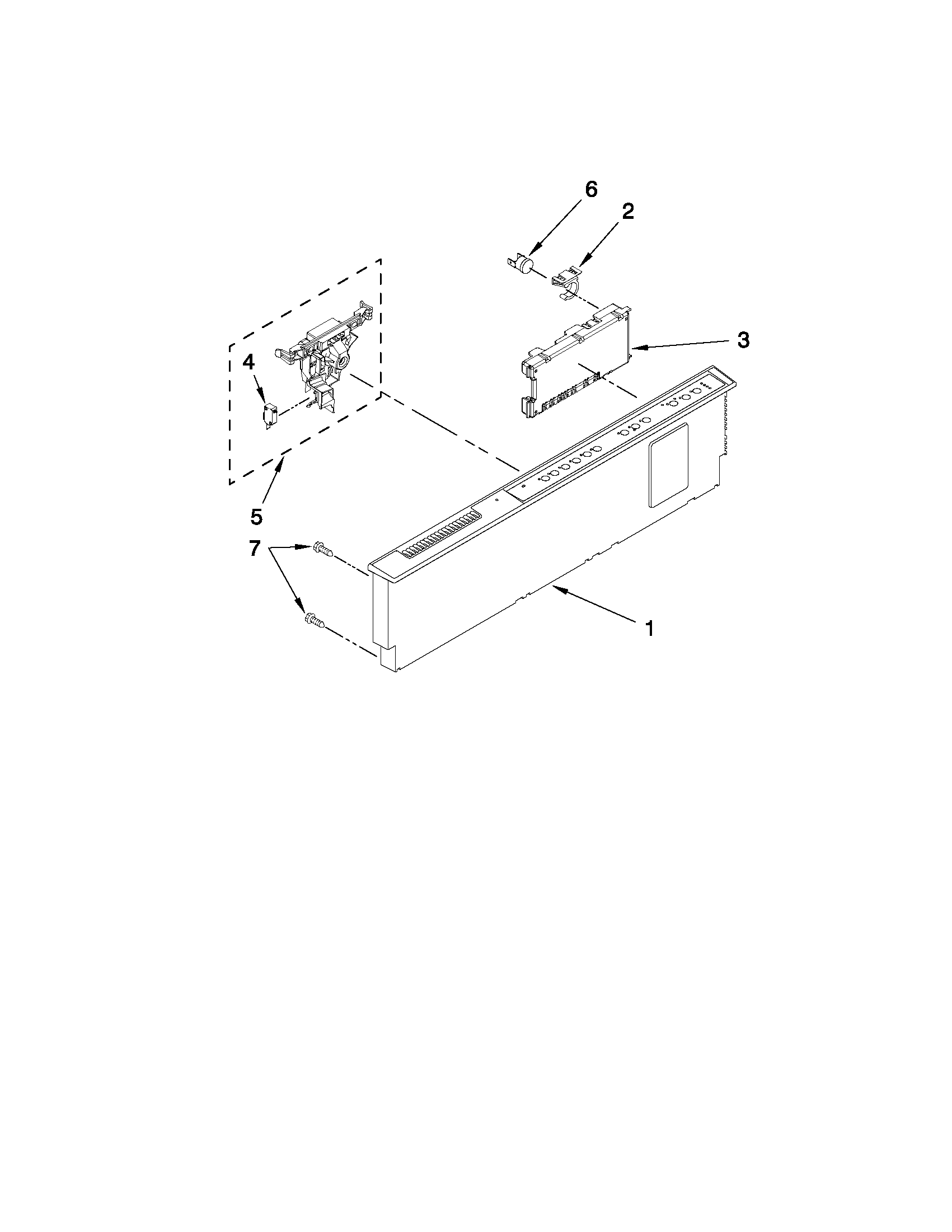 Whirlpool GU3200XTXB2 control panel and latch parts diagram