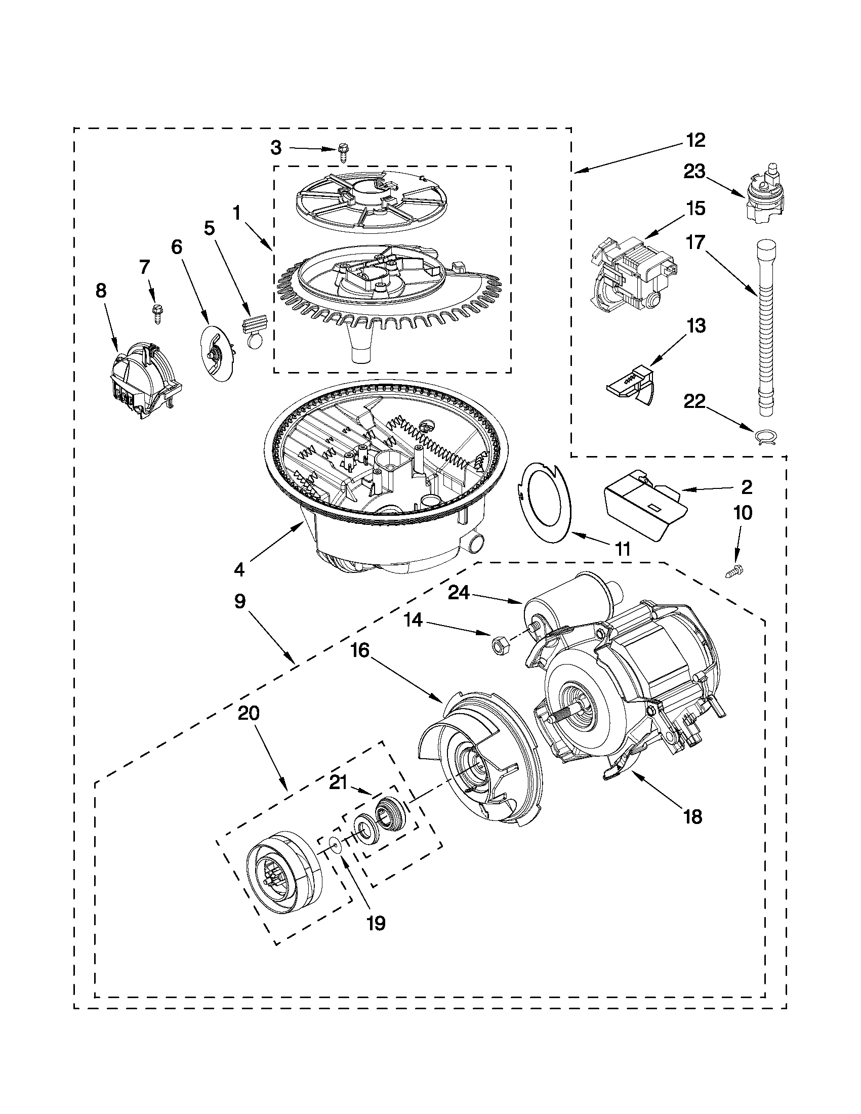 Whirlpool GU3200XTXB2 pump and motor parts diagram