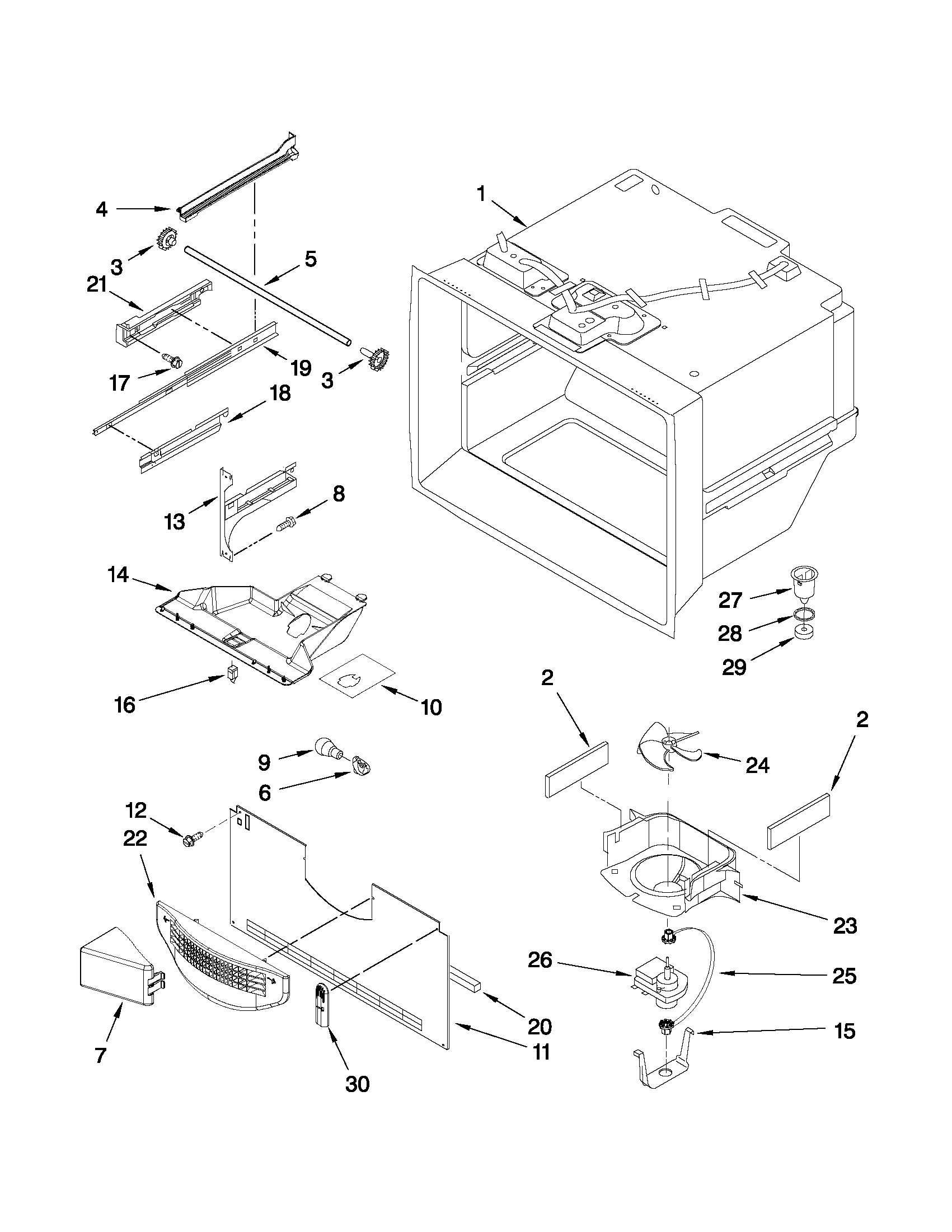 KitchenAid KBFS20EVMS5 freezer liner parts diagram