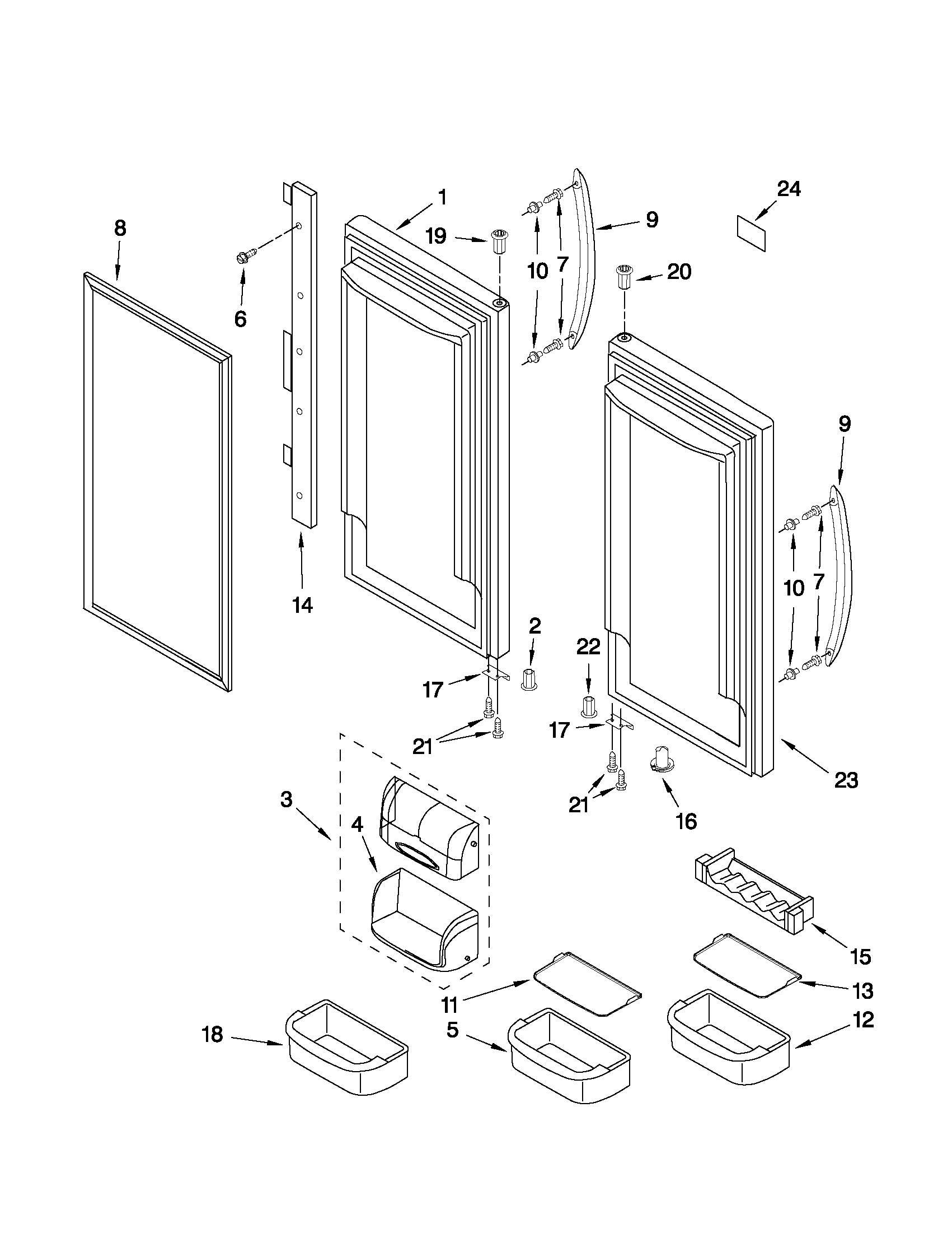 KitchenAid KBFS20EVMS5 refrigerator door parts diagram