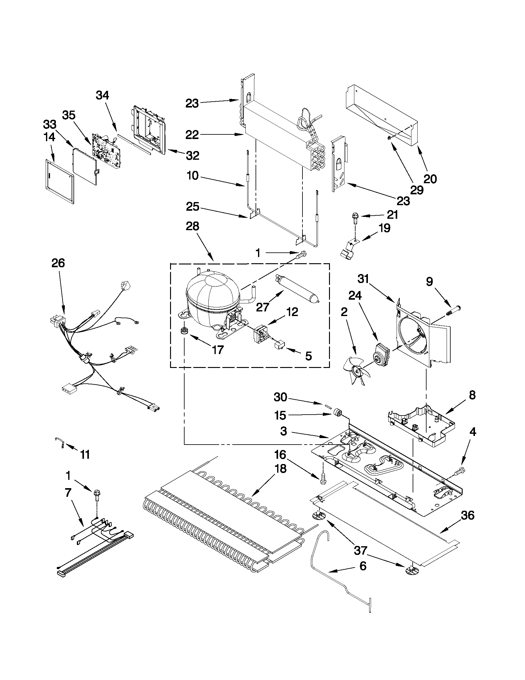 KitchenAid KBFS20EVMS5 unit parts diagram