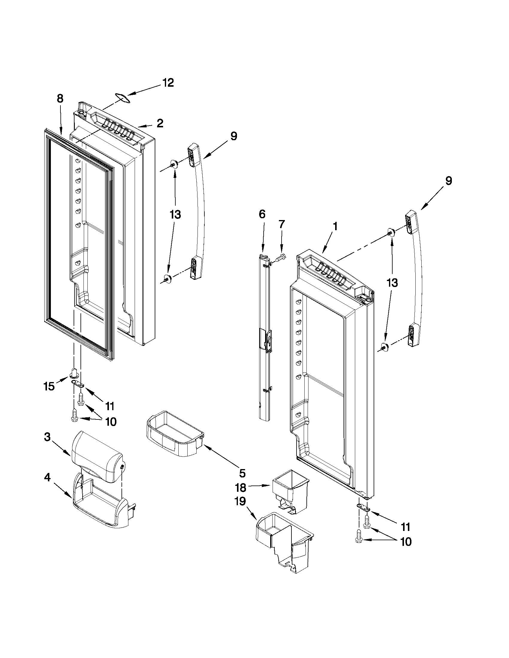 Whirlpool GX5FHDXVB04 refrigerator door parts diagram