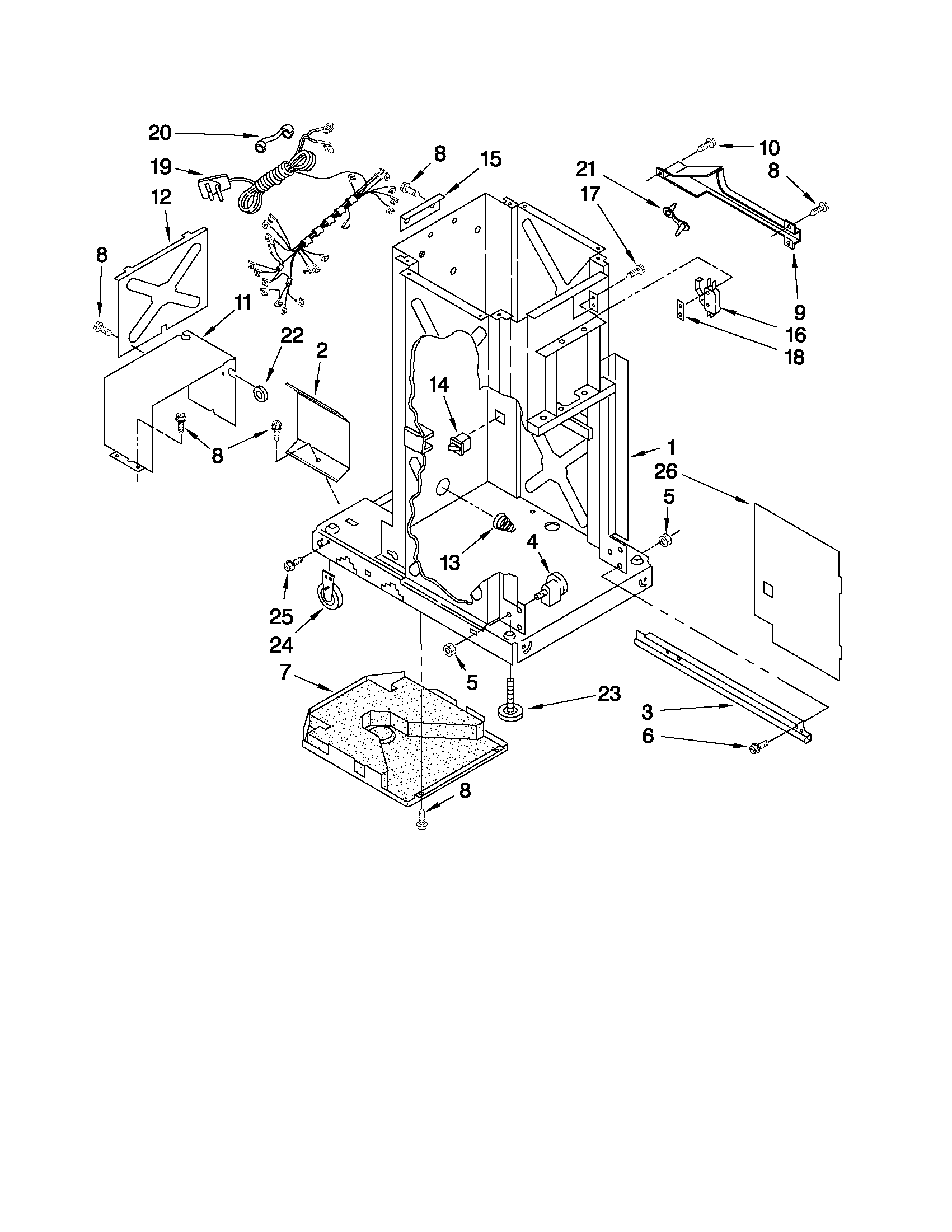 Whirlpool TU950QPXQ0 frame parts diagram