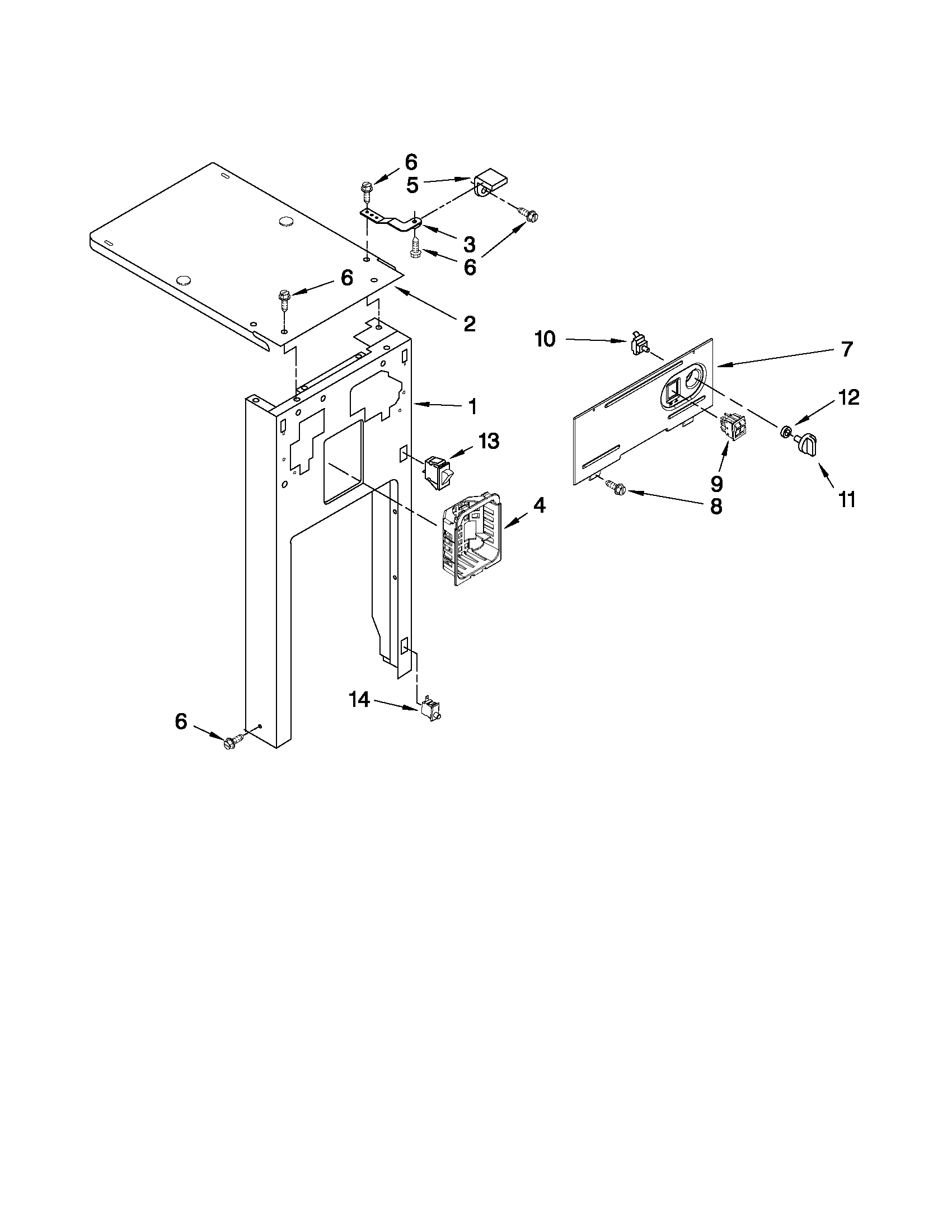 Whirlpool TU950QPXQ0 panel and control parts diagram