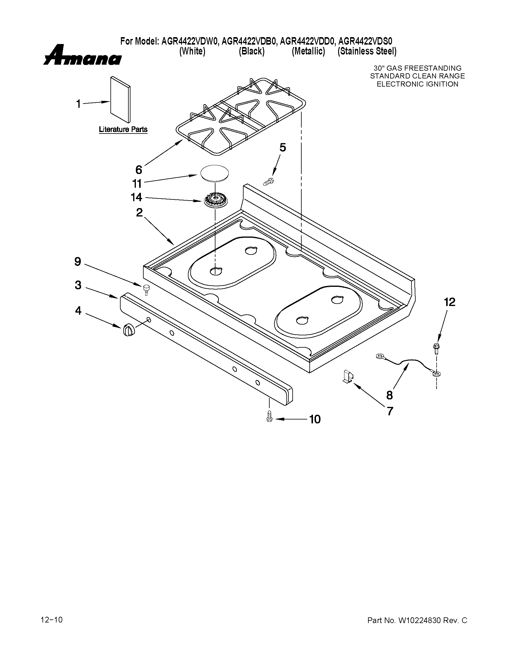 Amana AGR4422VDD0 cooktop parts diagram
