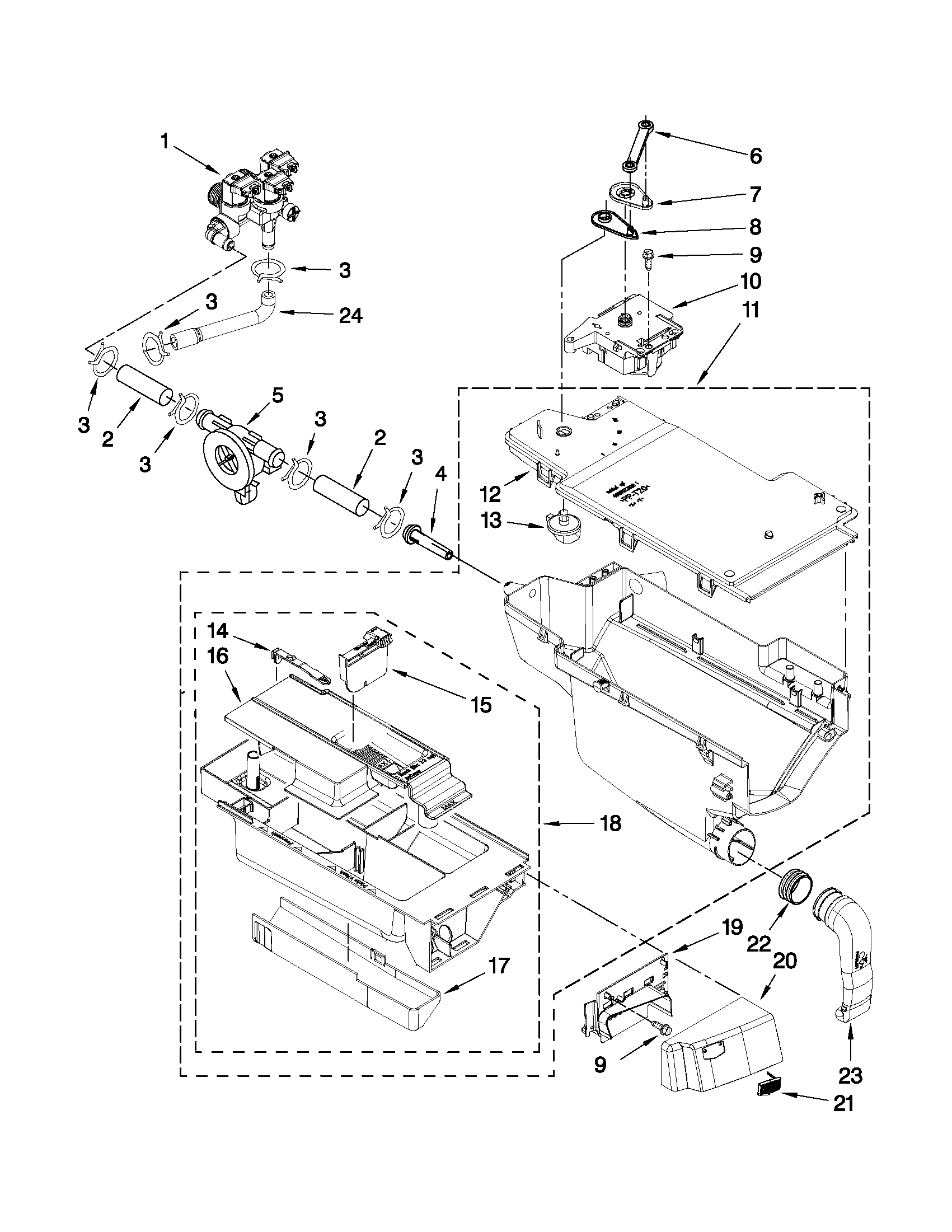 Maytag MHWE950WW01 dispenser parts diagram