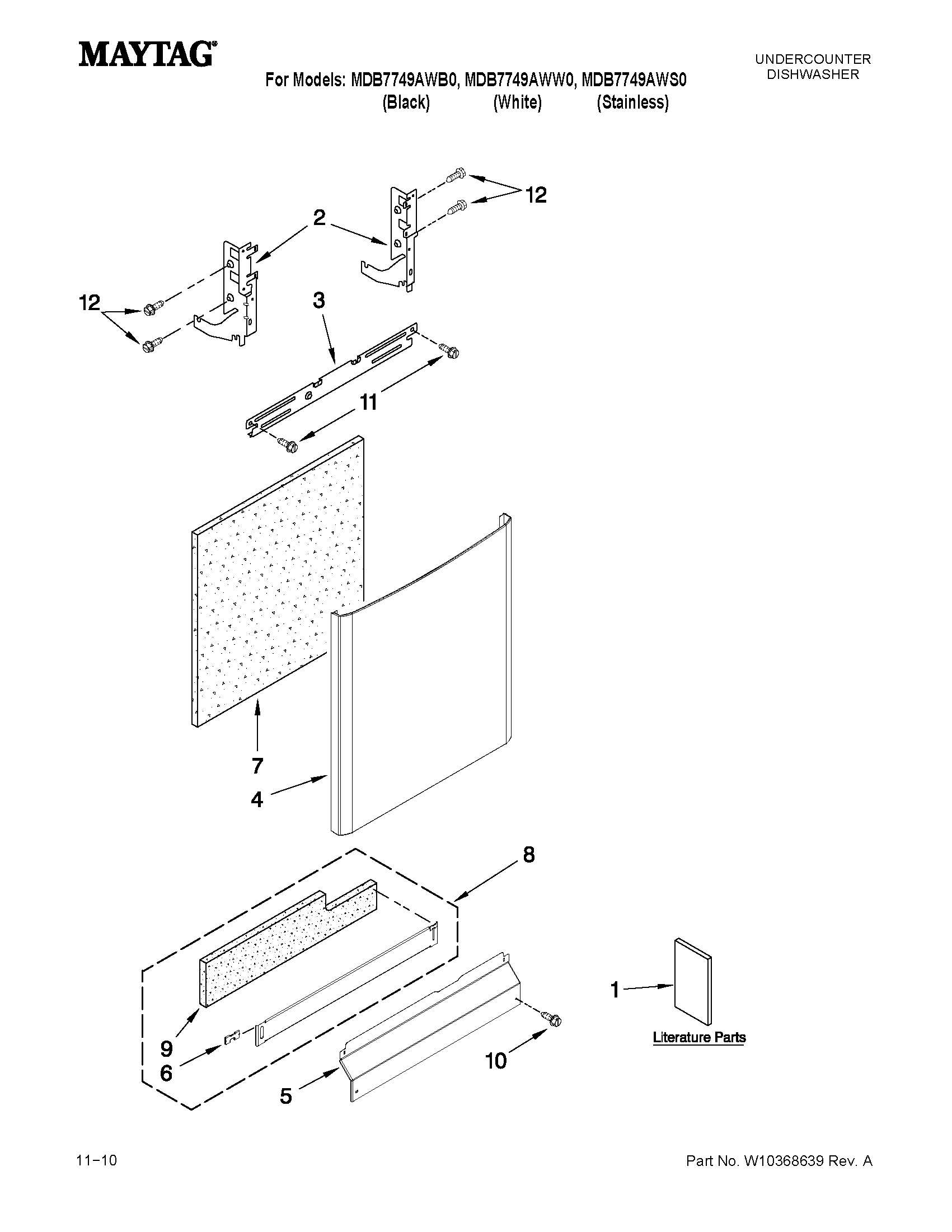 Maytag MDB7749AWW0 door and panel parts diagram