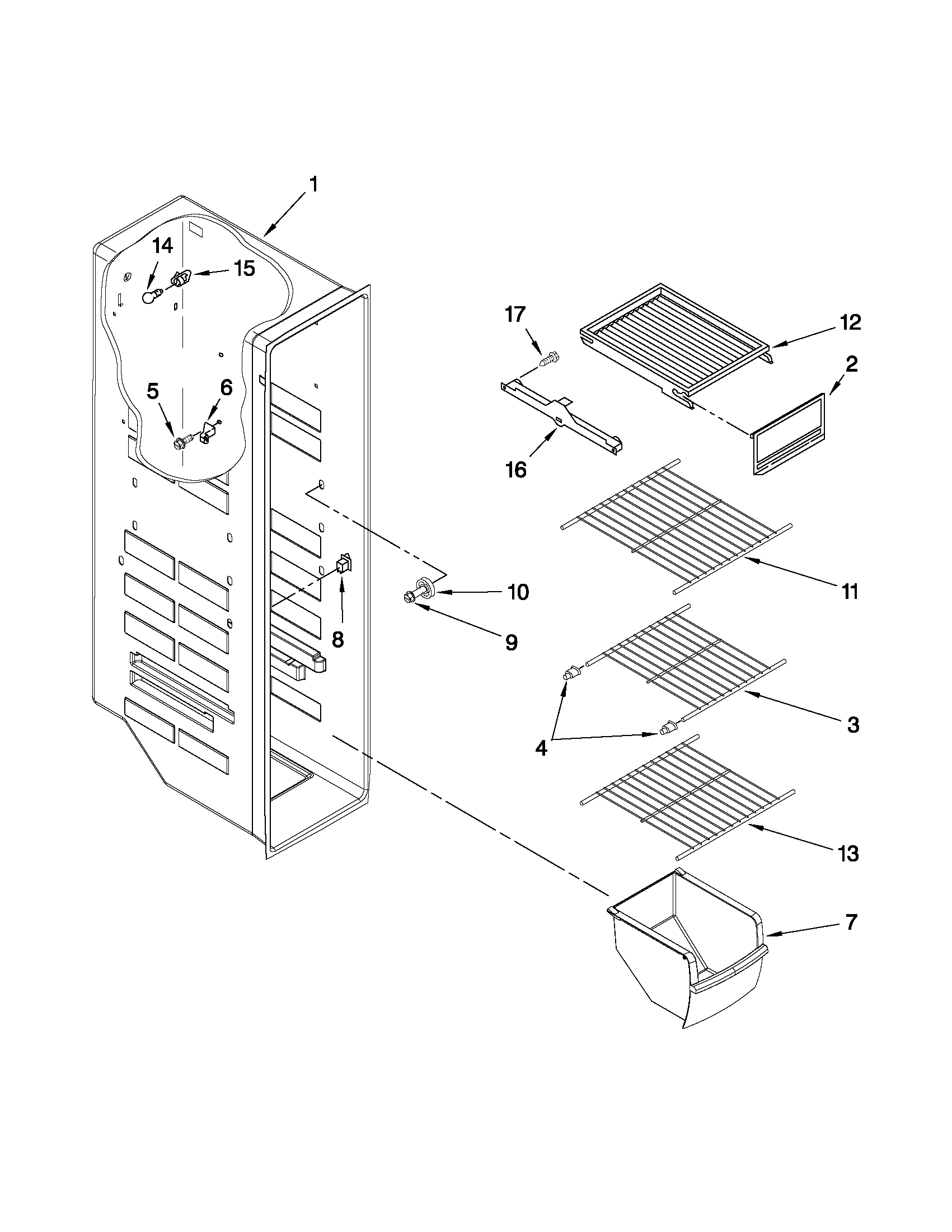 Ikea ID5HHEXWS01 freezer liner parts diagram