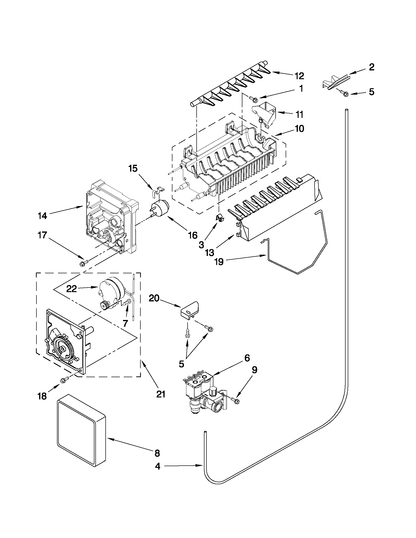 Ikea ID5HHEXWS01 icemaker parts diagram