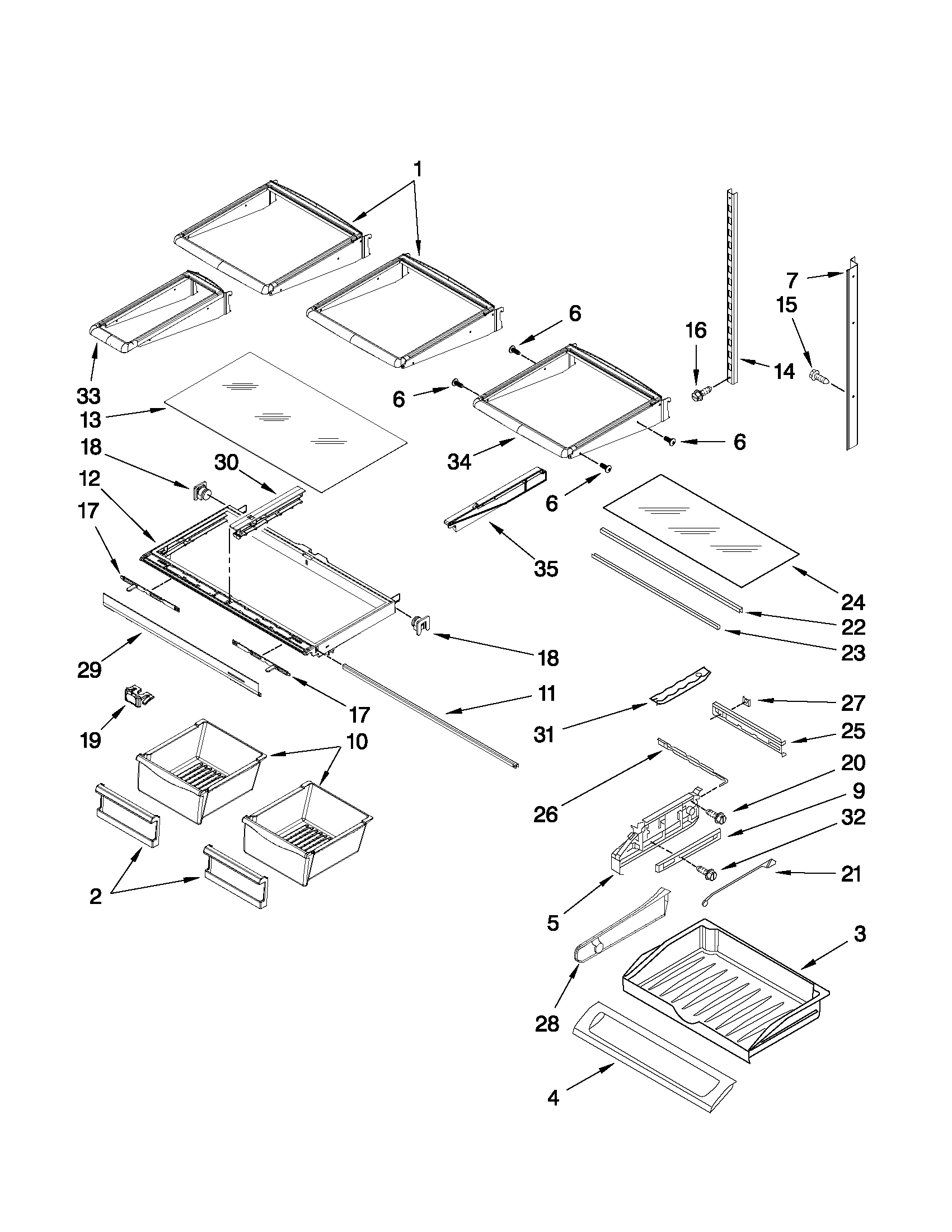 Whirlpool GI6SDRXXV01 shelf parts diagram