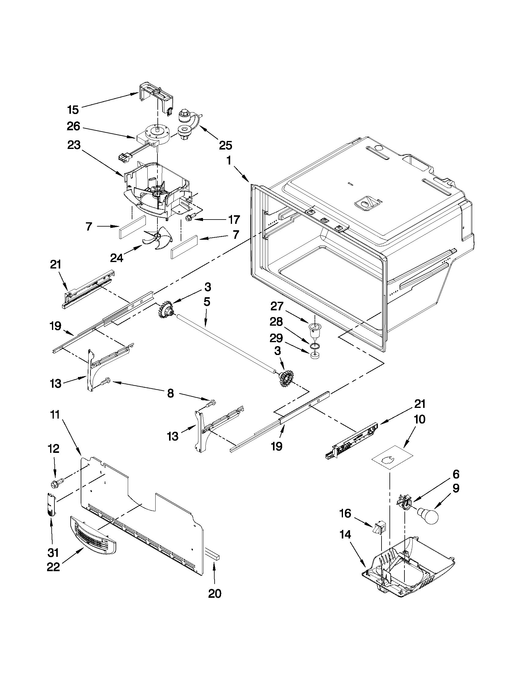 Whirlpool GI6SDRXXV01 freezer liner parts diagram