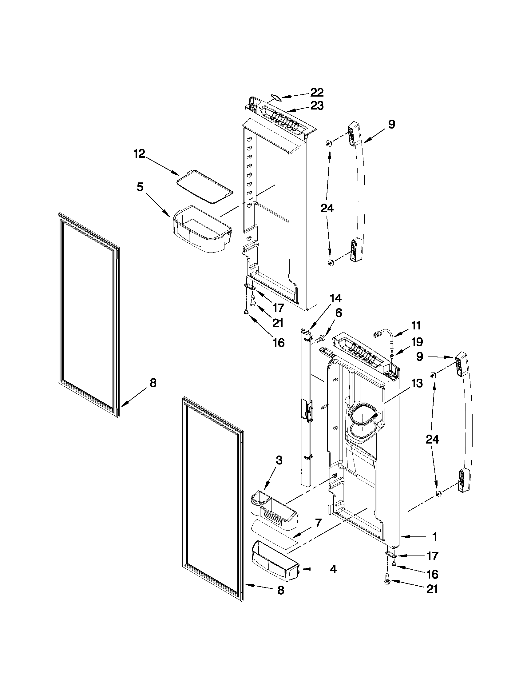 Whirlpool GI6SDRXXV01 refrigerator door parts diagram