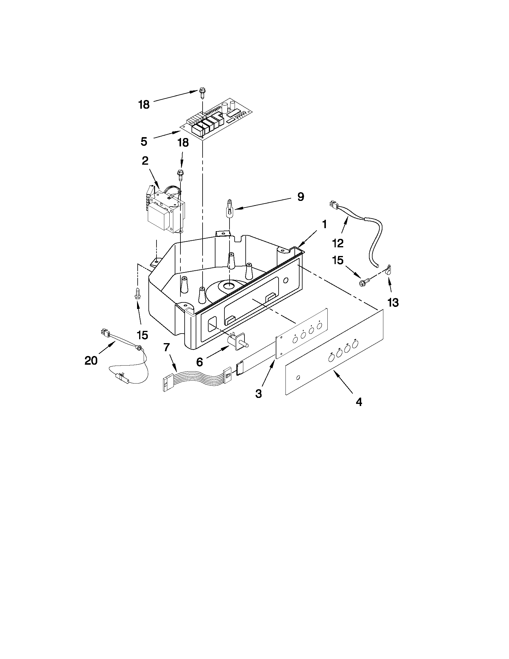 KitchenAid KUIS18PNXB1 control panel parts diagram