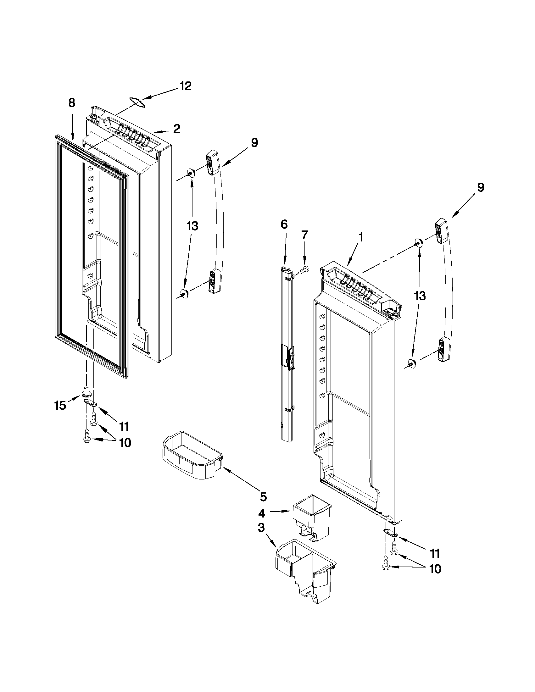Whirlpool GX5SHDXVY05 refrigerator door parts diagram
