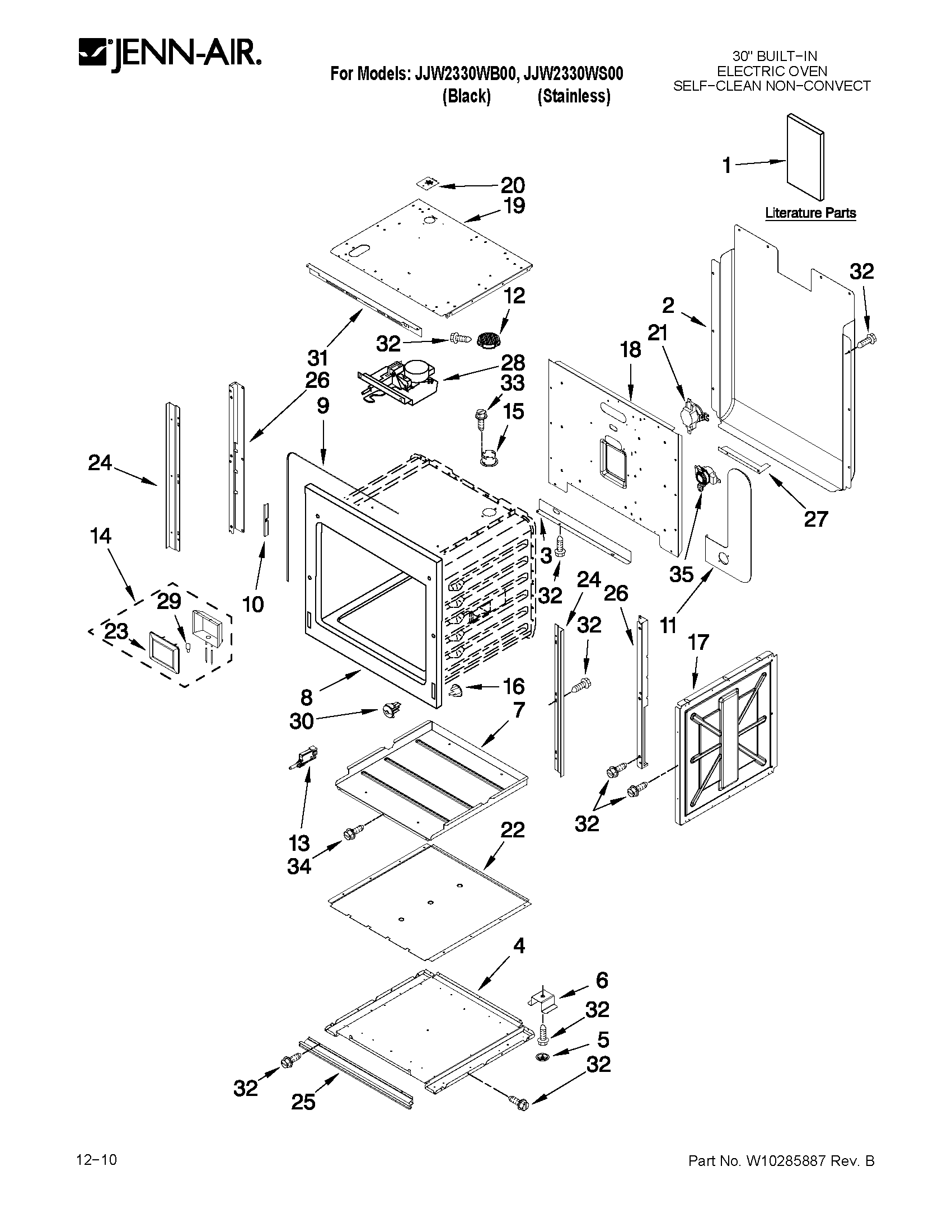Jenn-Air JJW2330WS00 oven parts diagram
