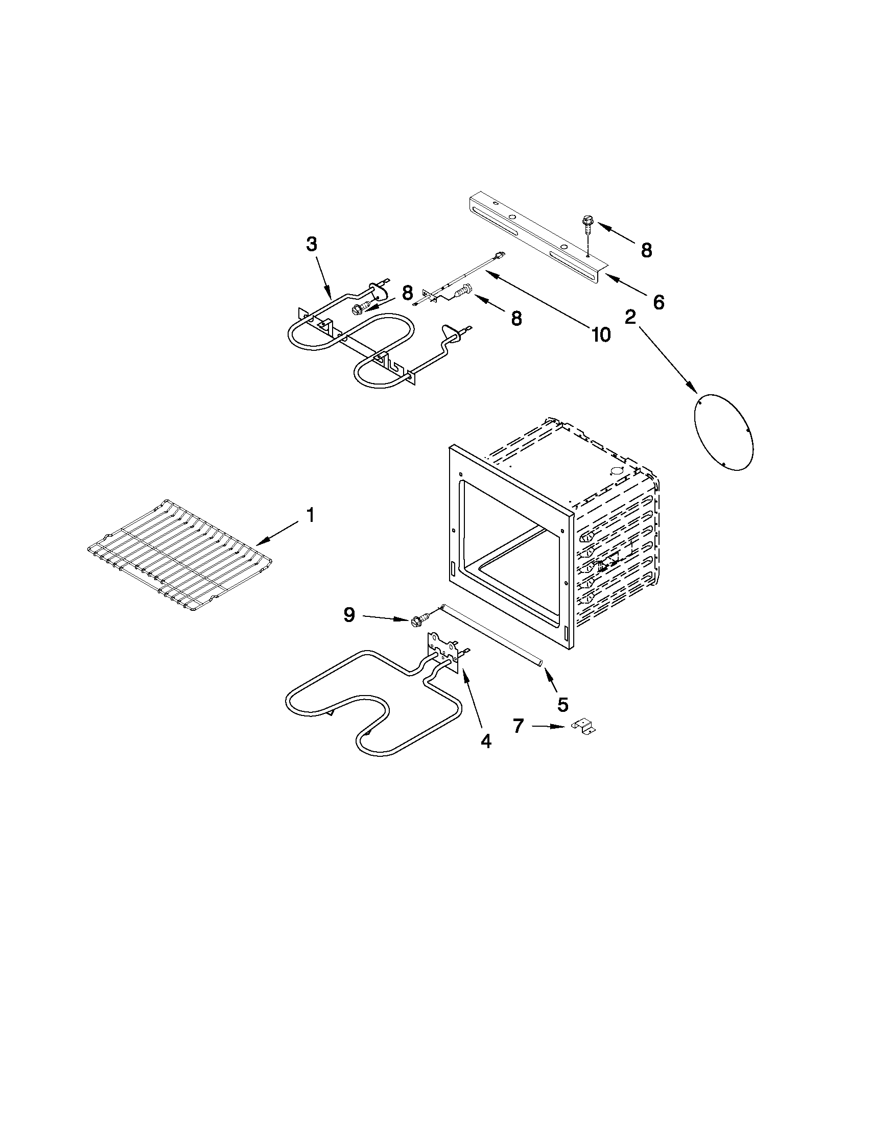 Jenn-Air JJW2330WS00 internal oven parts diagram