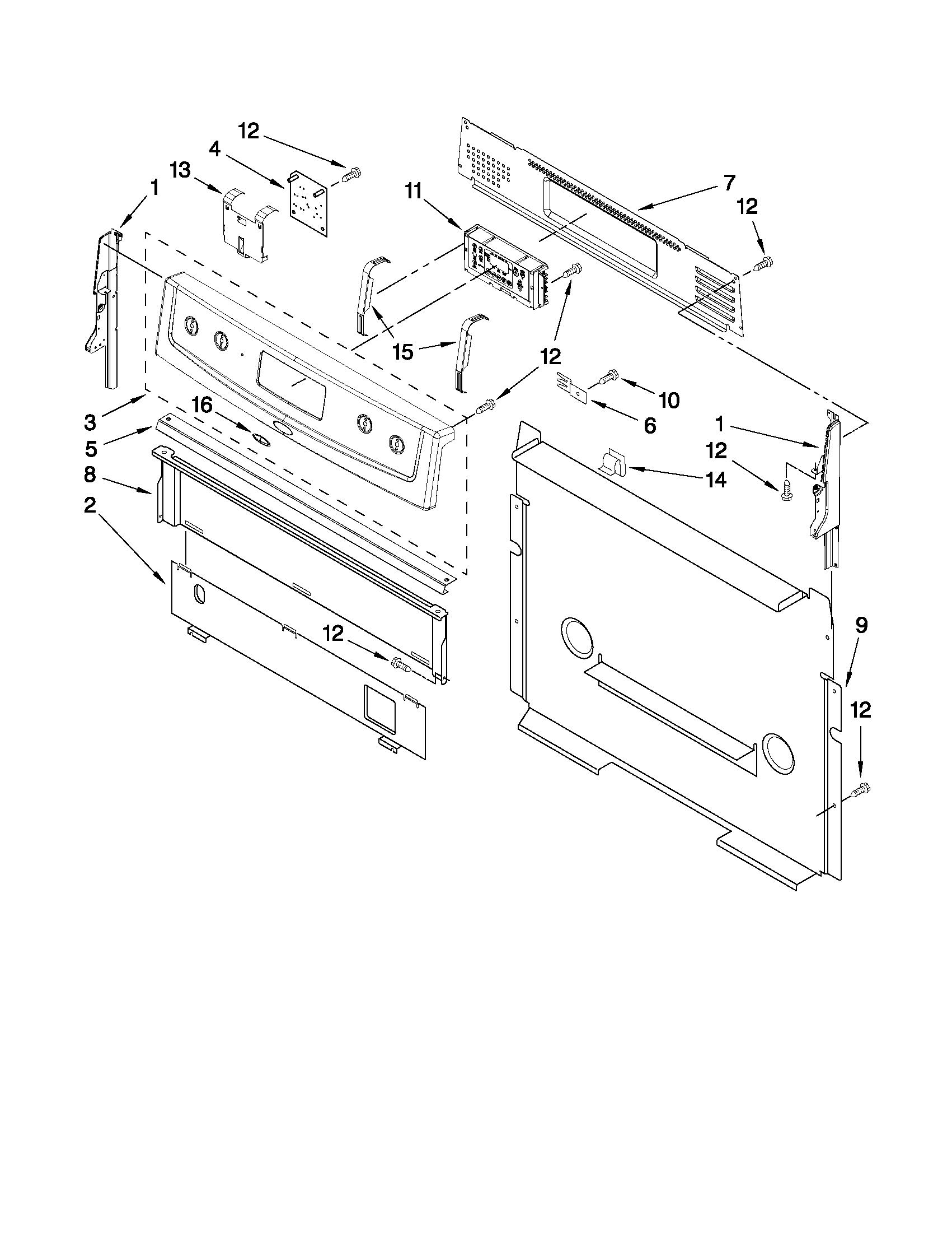 Whirlpool WFG371LVB2 control panel parts diagram