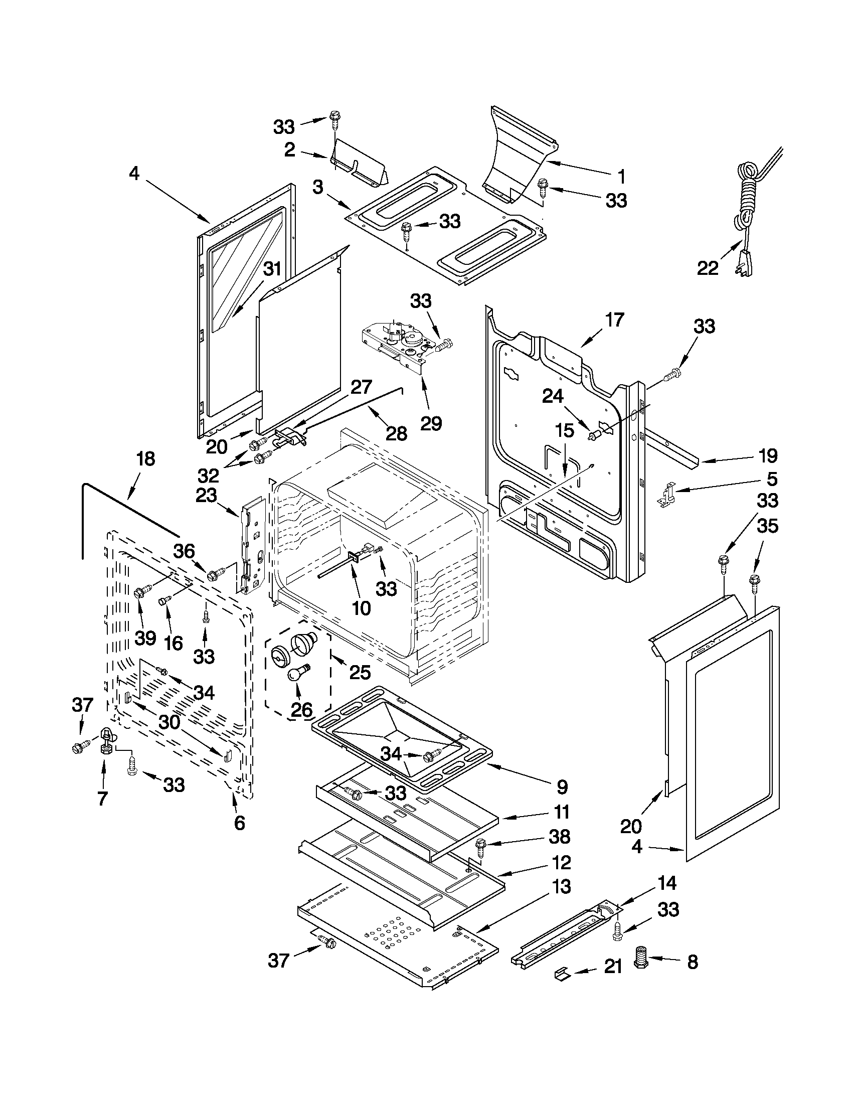 Whirlpool WFG371LVB2 chassis parts diagram
