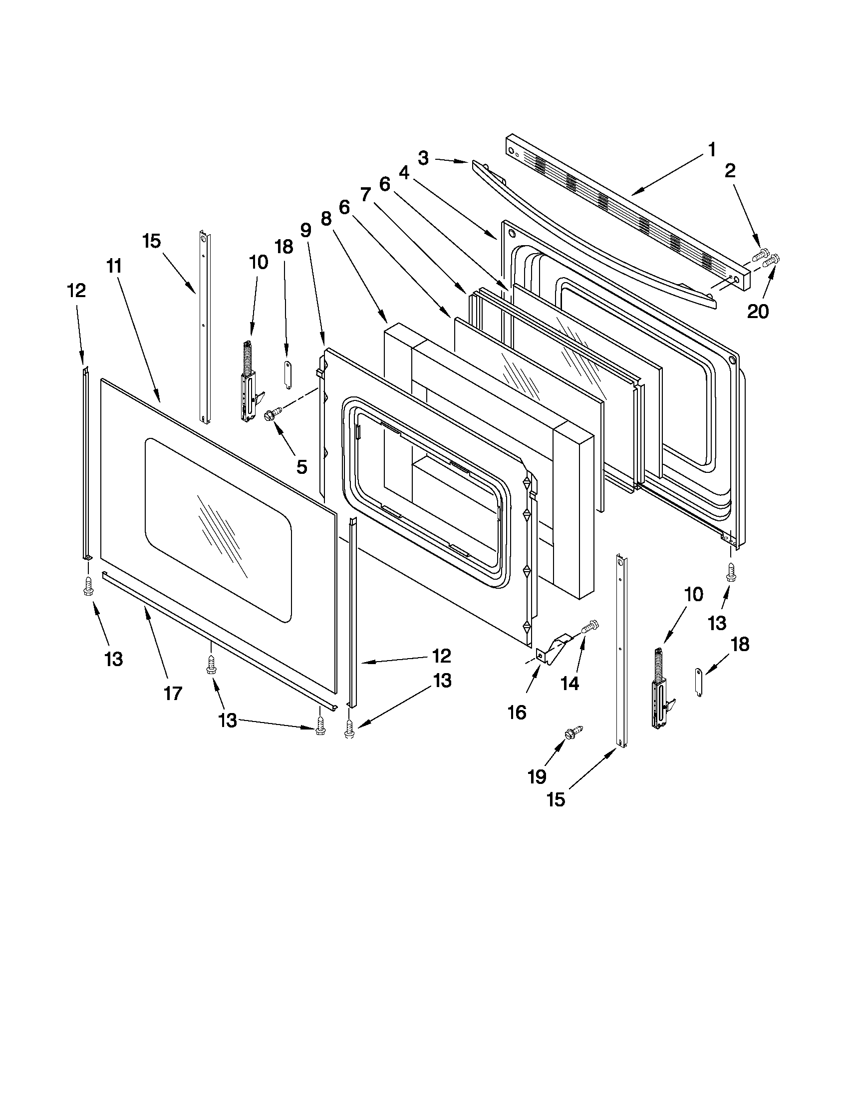 Whirlpool WFG371LVB2 door parts diagram