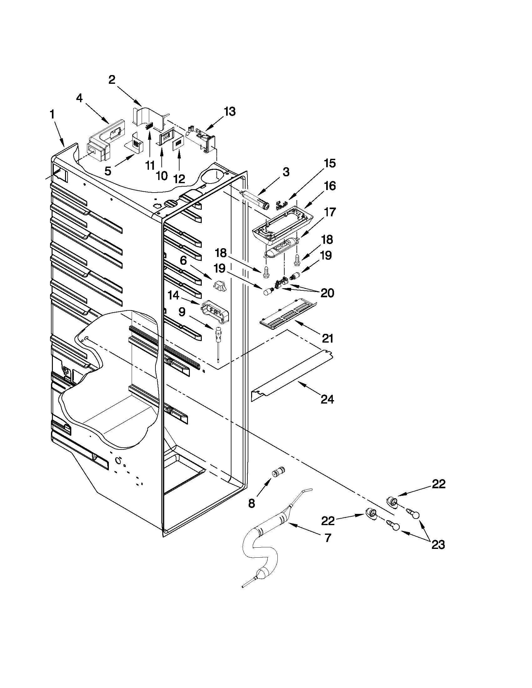 Whirlpool BRS62CBANA00 refrigerator liner parts diagram