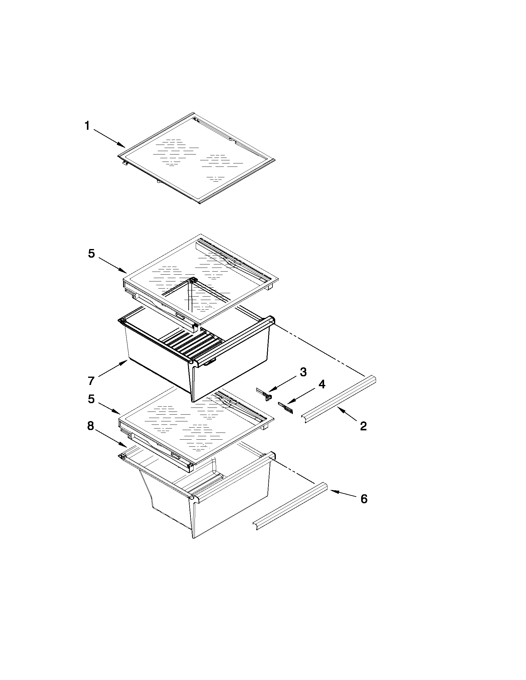Whirlpool BRS62CBANA00 refrigerator shelf parts diagram