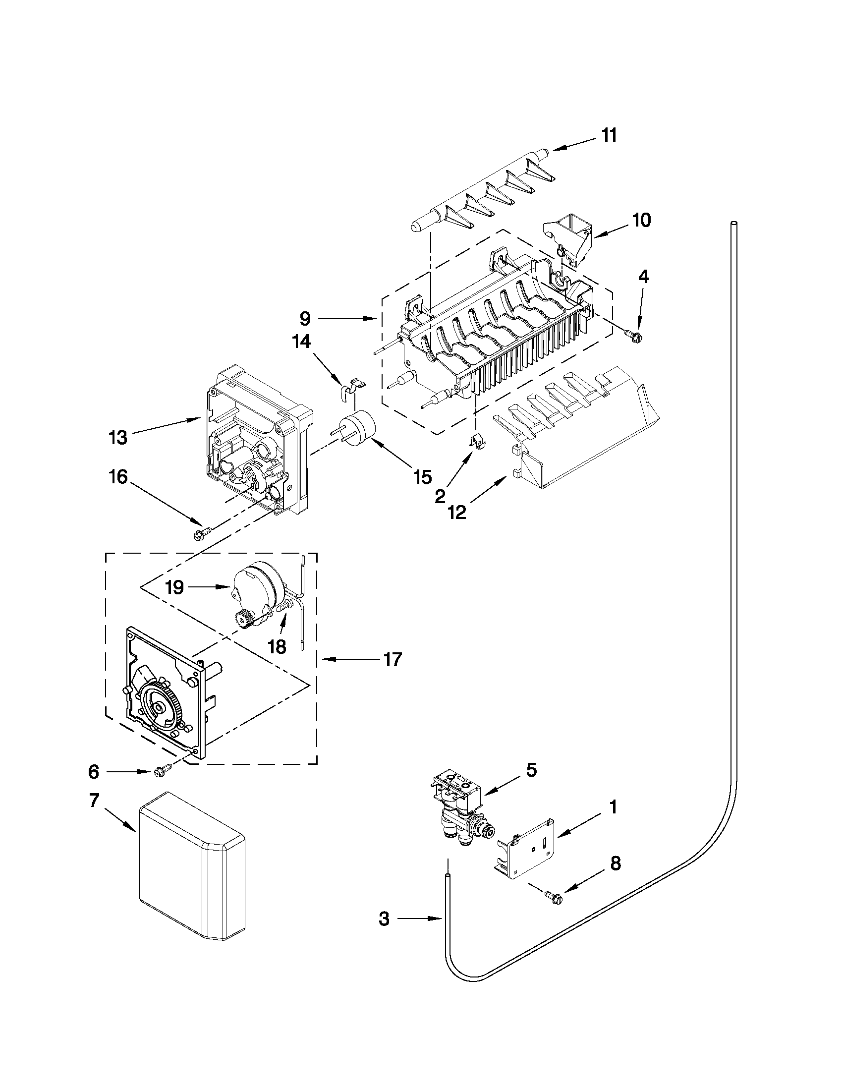 Whirlpool BRS62CRBNA00 icemaker parts diagram