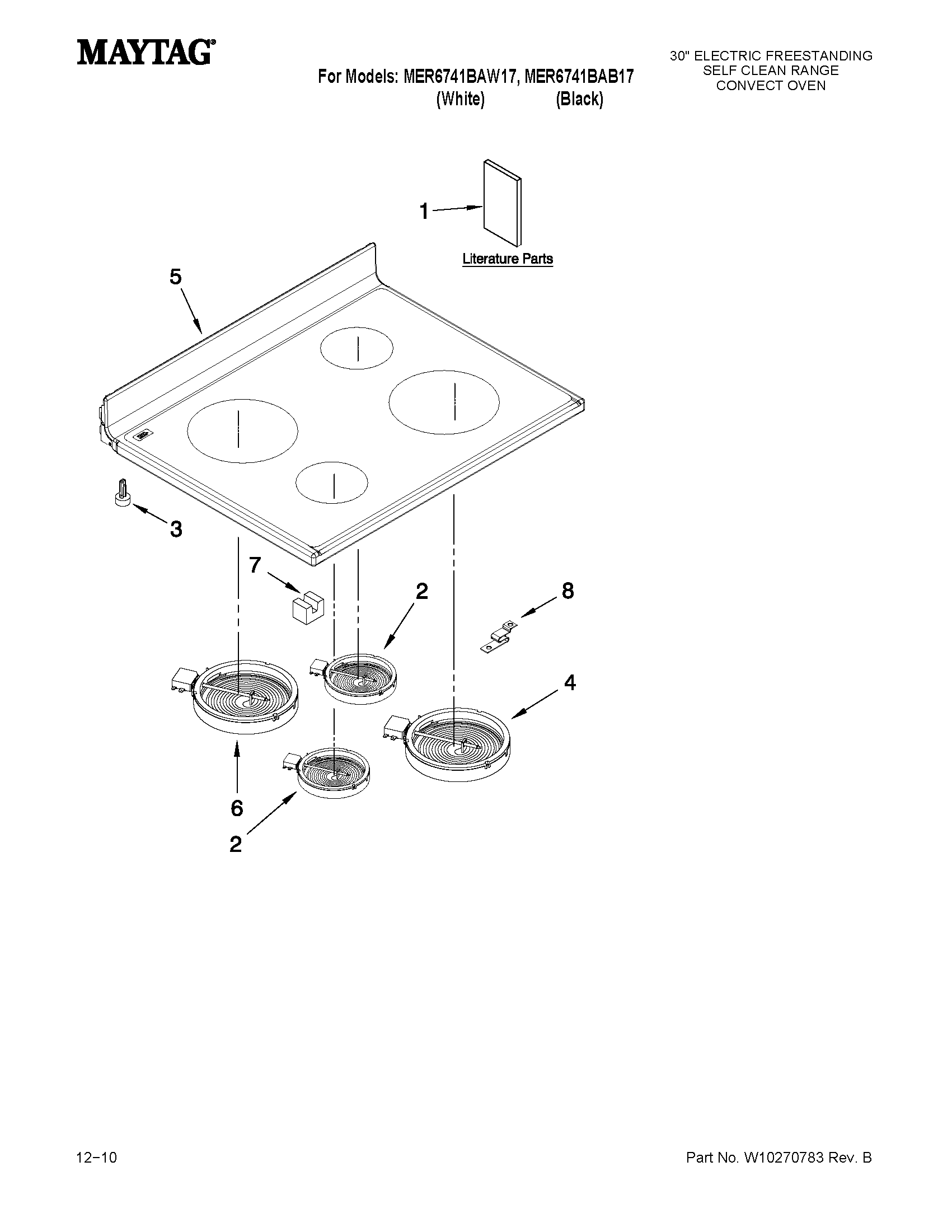 Maytag MER6741BAW17 cooktop parts diagram