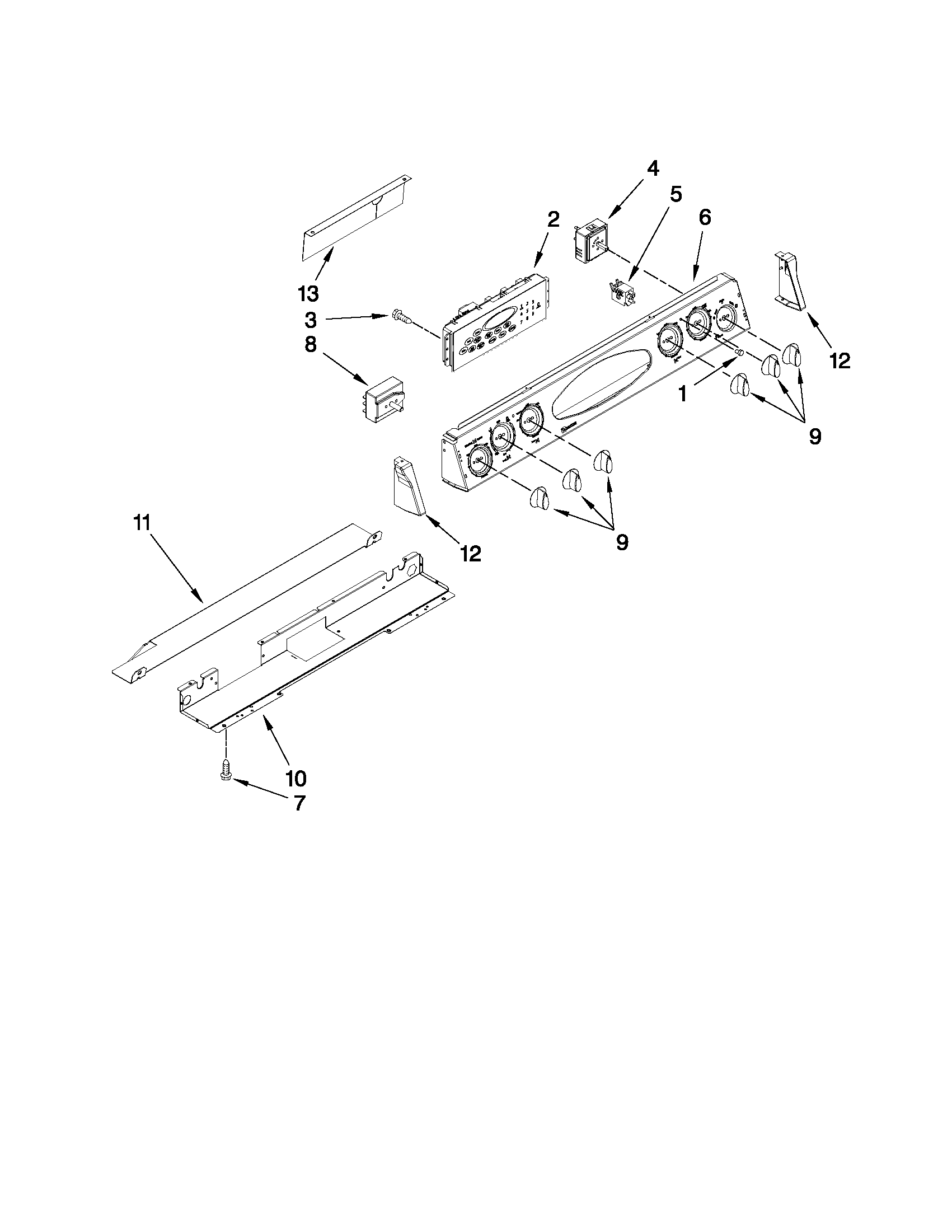 Maytag MES5775BCB20 control panel parts diagram