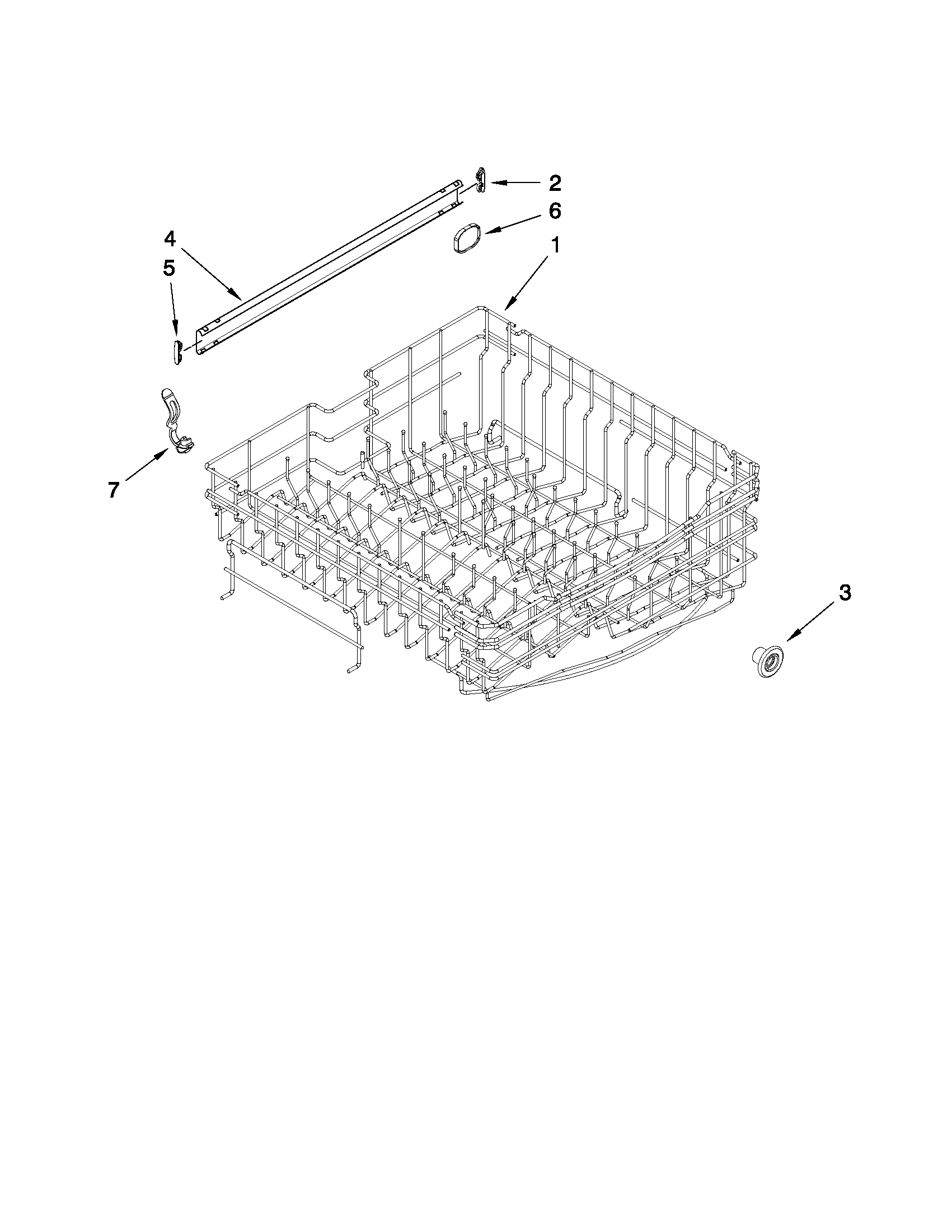 Amana ADB1600AWD2 upper rack and track parts diagram