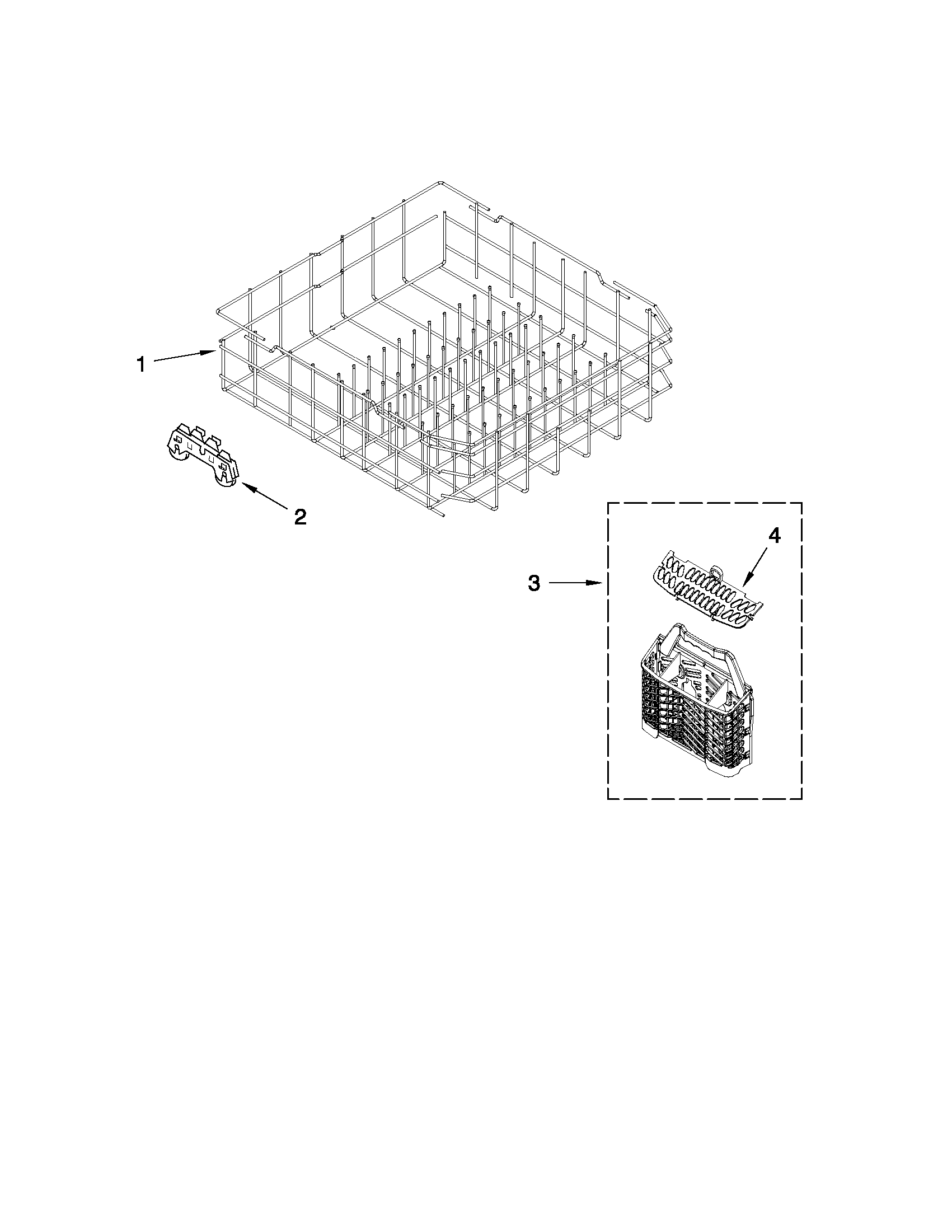 Amana ADB1600AWD2 lower rack parts diagram