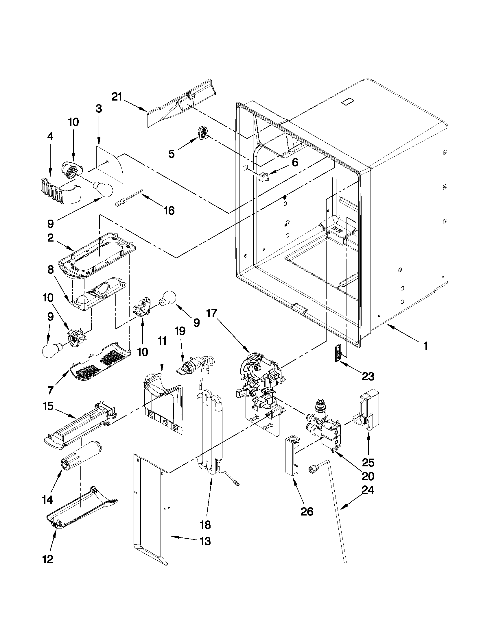 Maytag MFI2569VEM1 refrigerator liner parts diagram