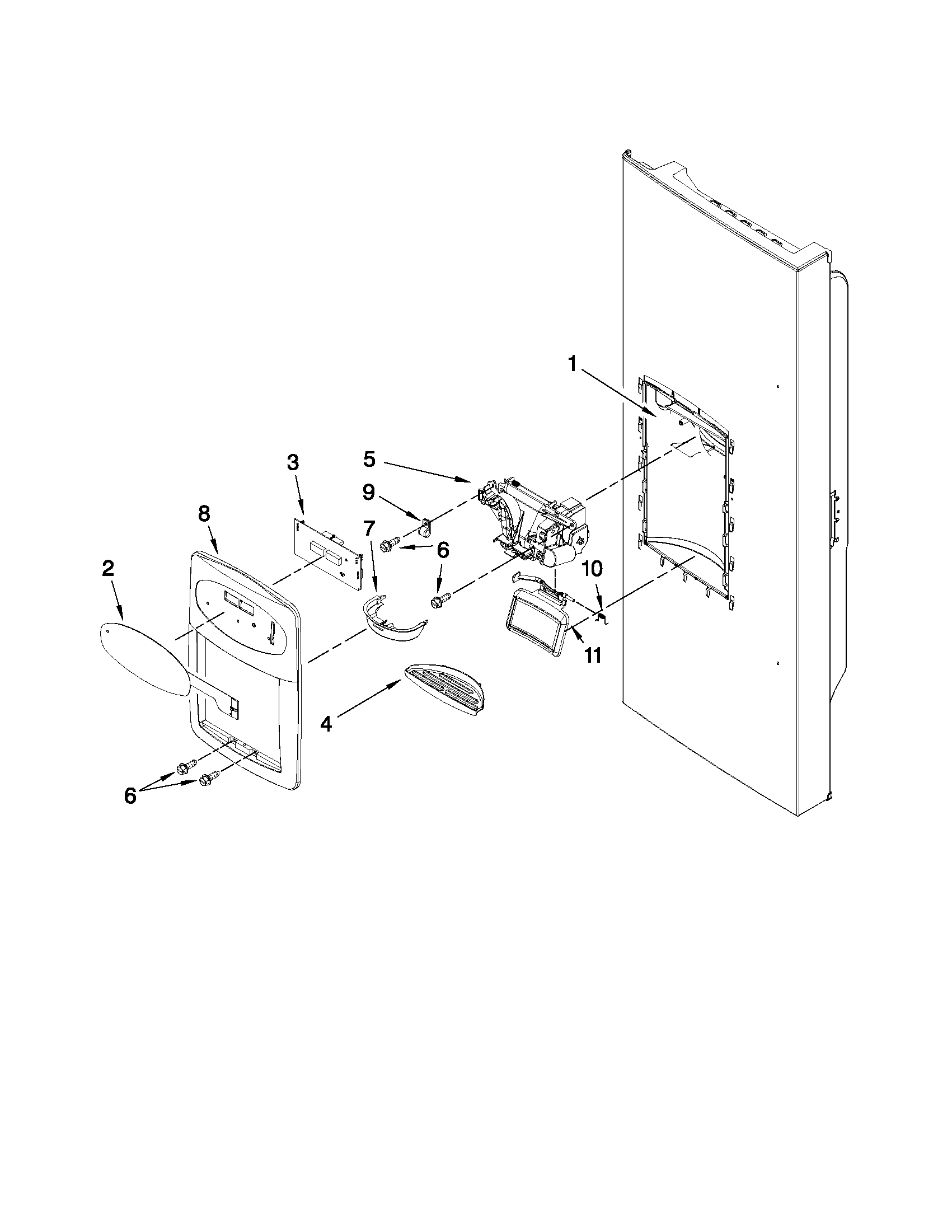 Maytag MFI2569VEM1 dispenser front parts diagram