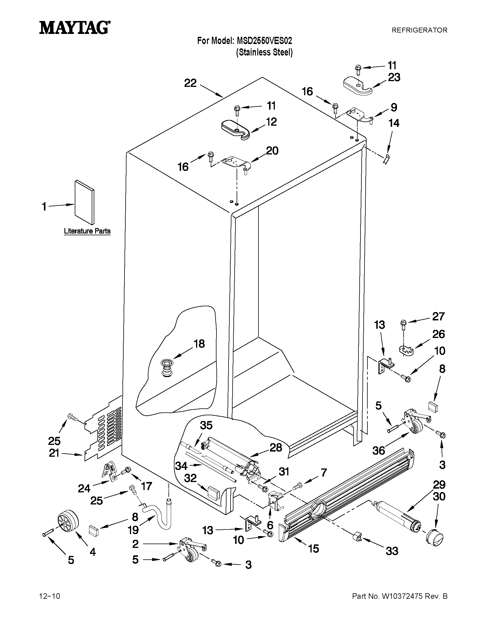Maytag MSD2550VES02 cabinet parts diagram