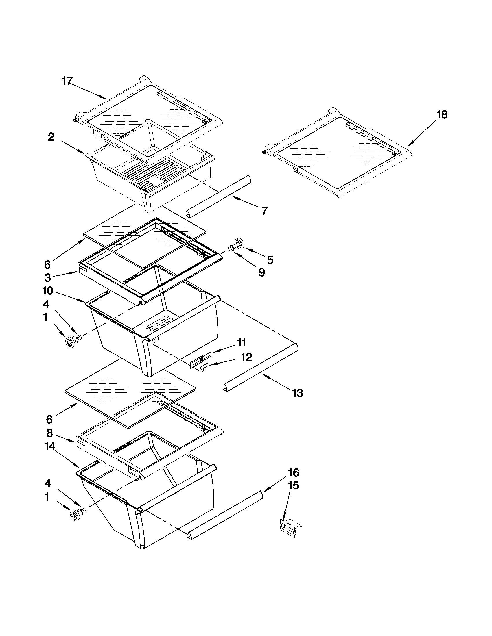 Maytag MSD2550VES02 refrigerator shelf parts diagram