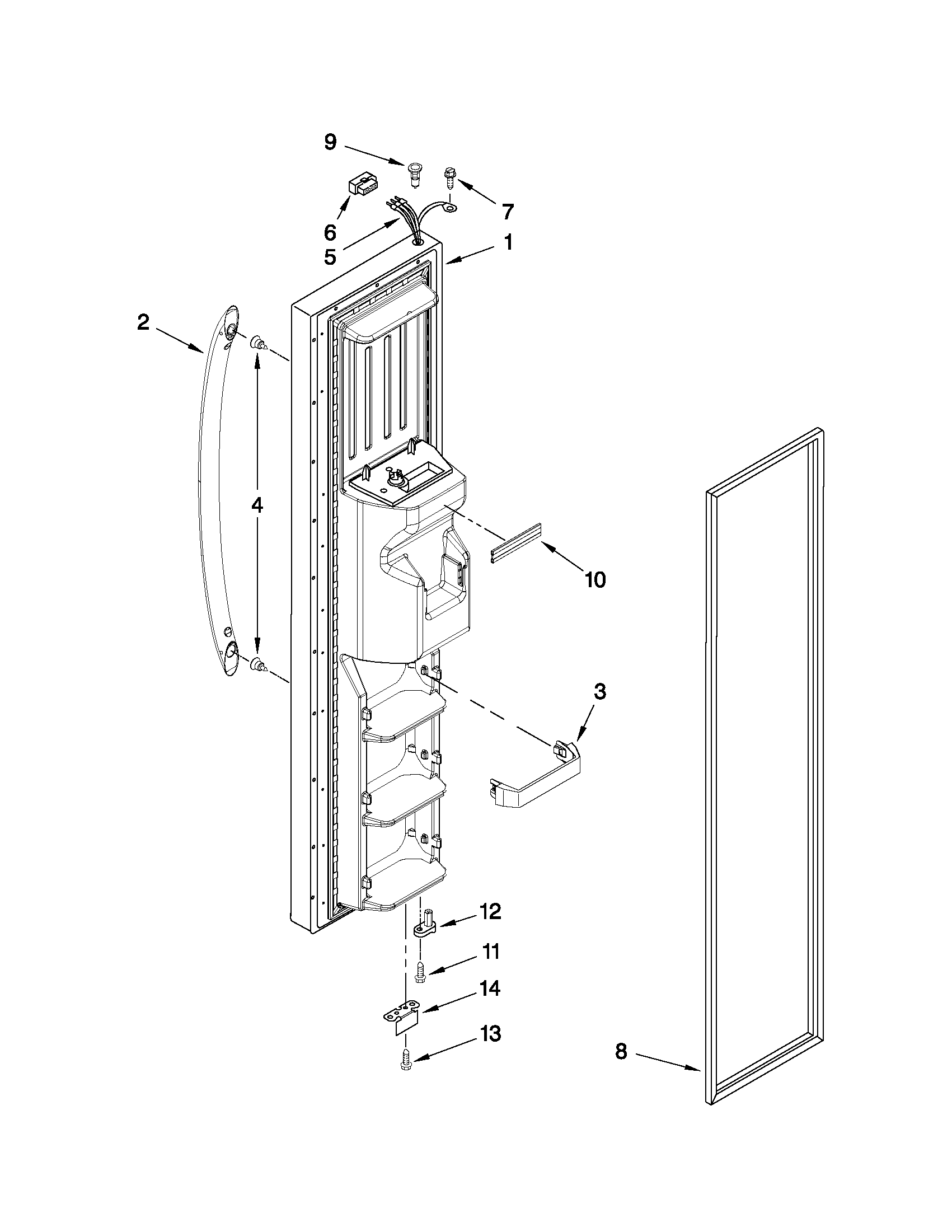 Maytag MSD2550VES02 freezer door parts diagram