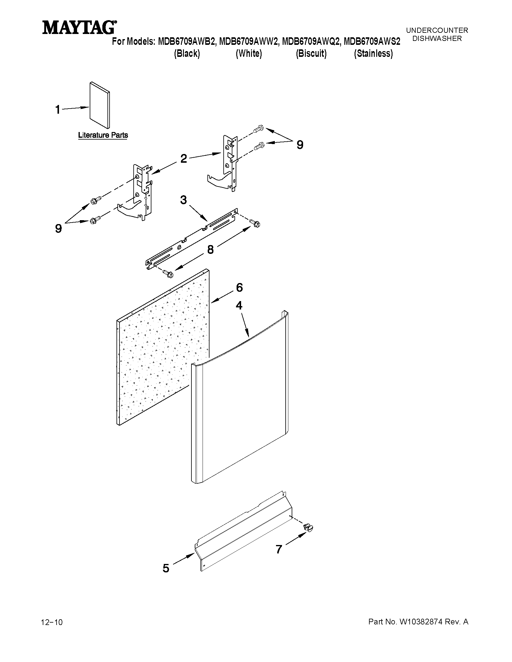 Maytag MDB6709AWW2 door and panel parts diagram