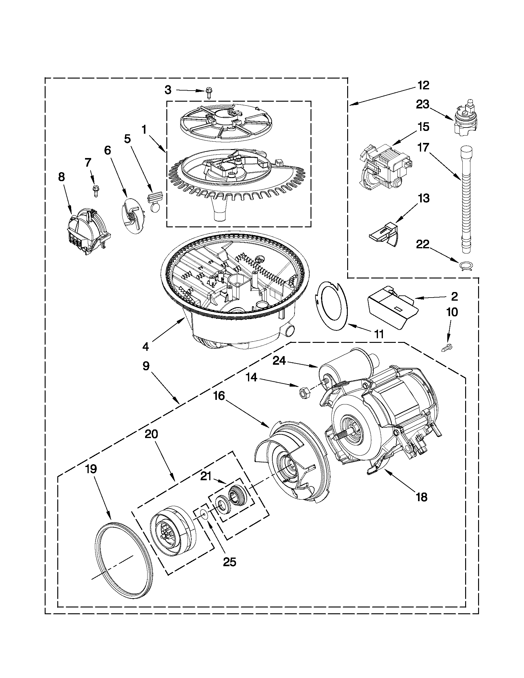 Maytag MDB6709AWW2 pump and motor parts diagram