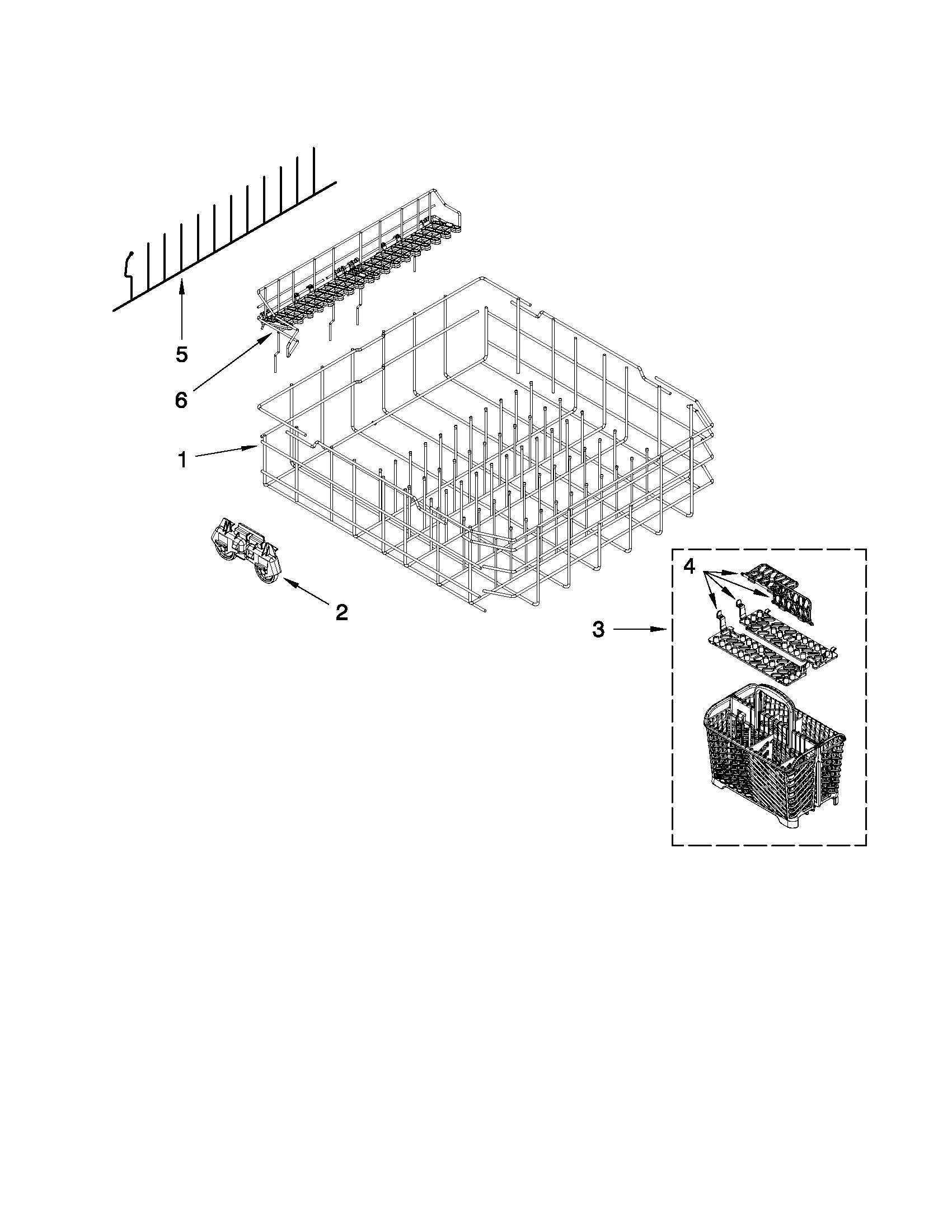Maytag MDB6709AWW2 lower rack parts diagram