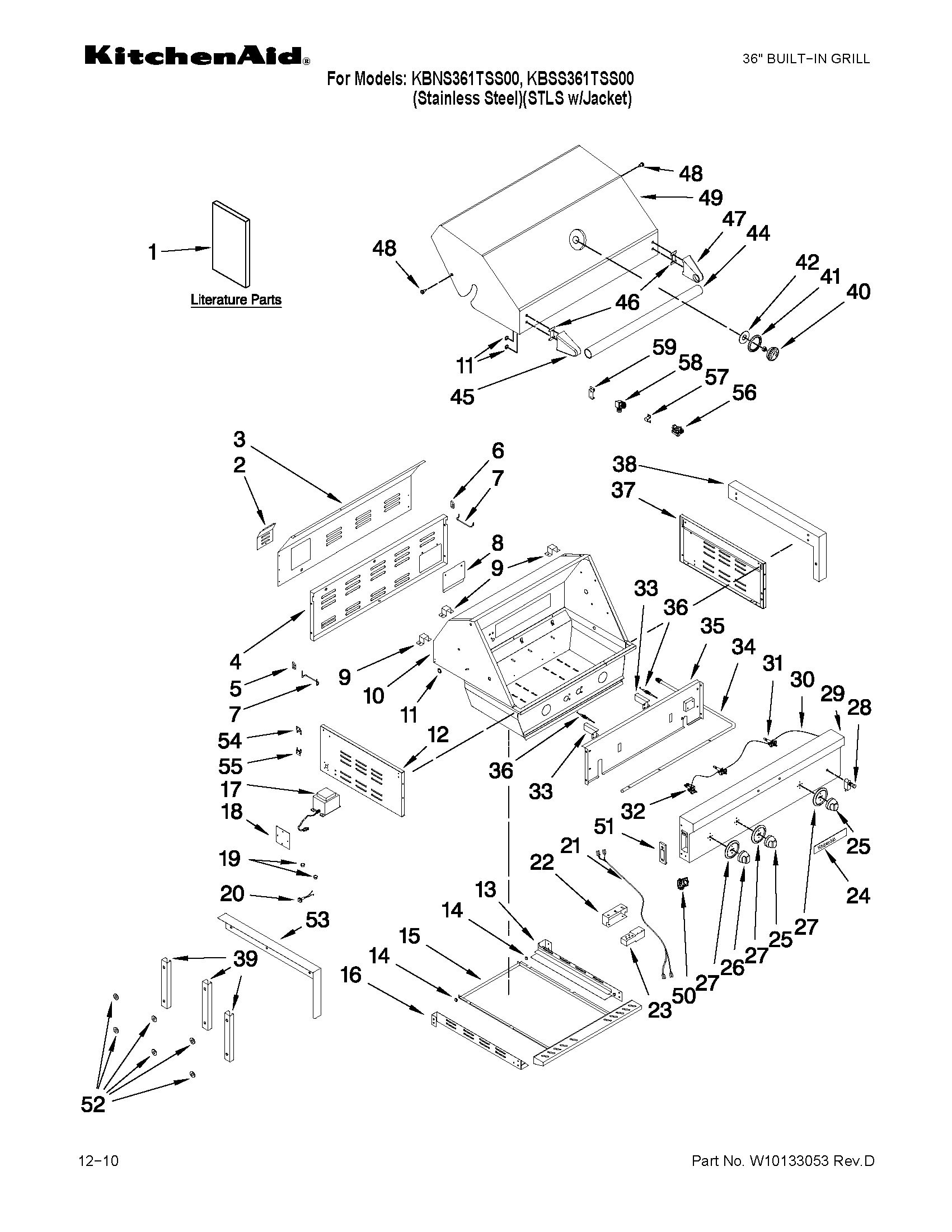 KitchenAid KBSS361TSS00 grill parts diagram