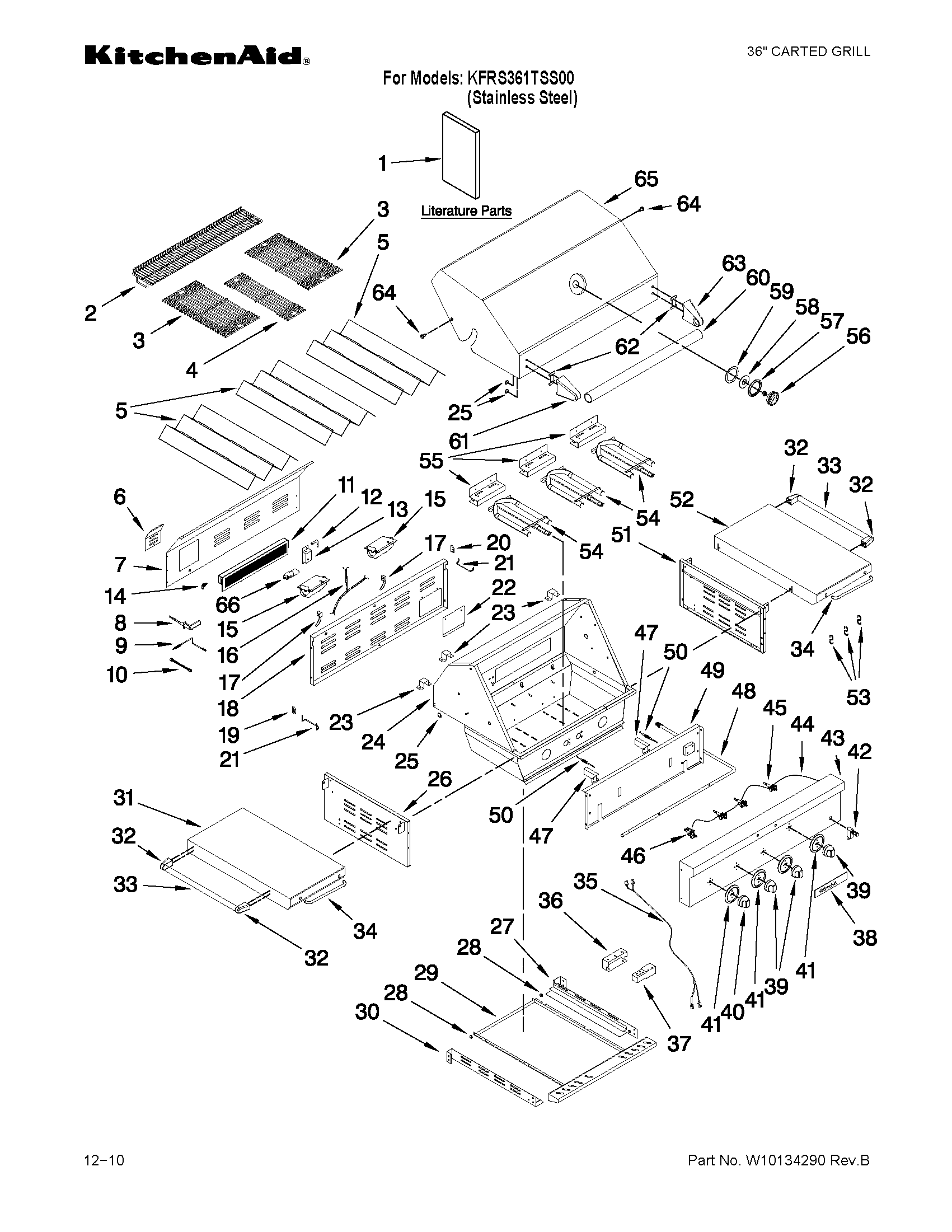 KitchenAid KFRS361TSS00 grill parts diagram