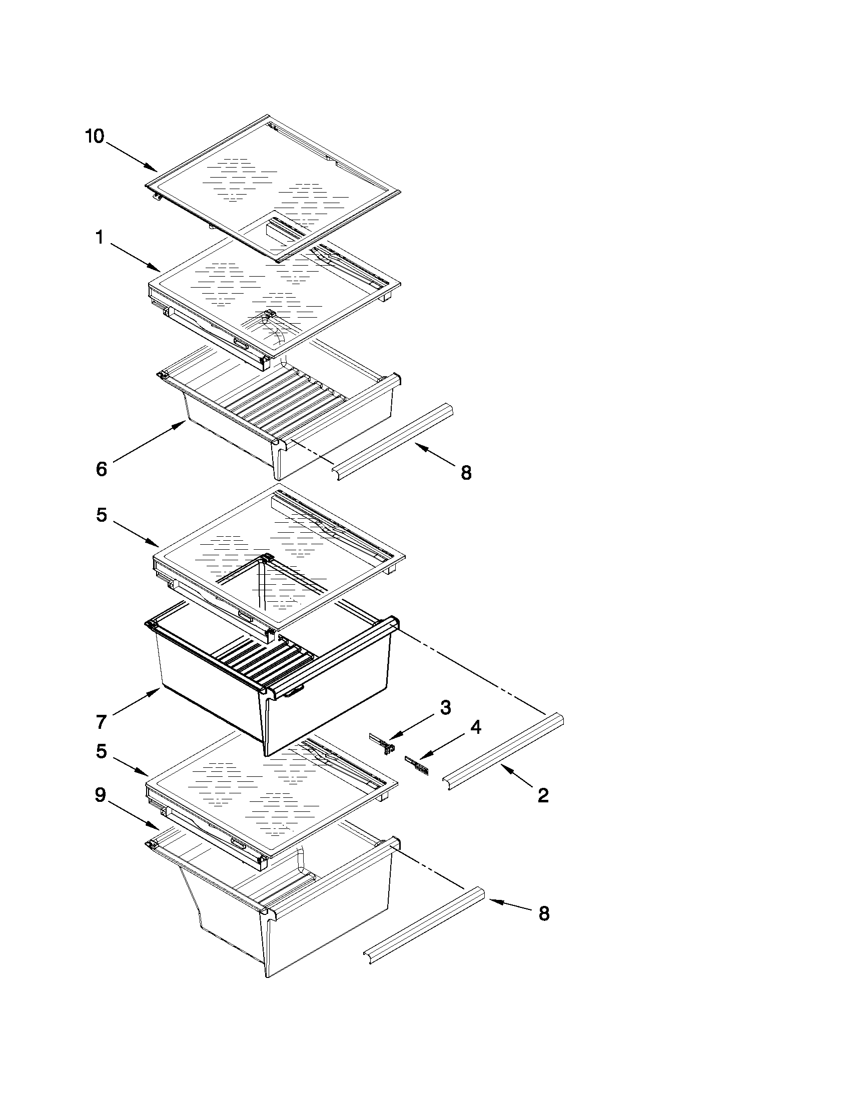 Whirlpool 7WSC21C4XY00 refrigerator shelf parts diagram